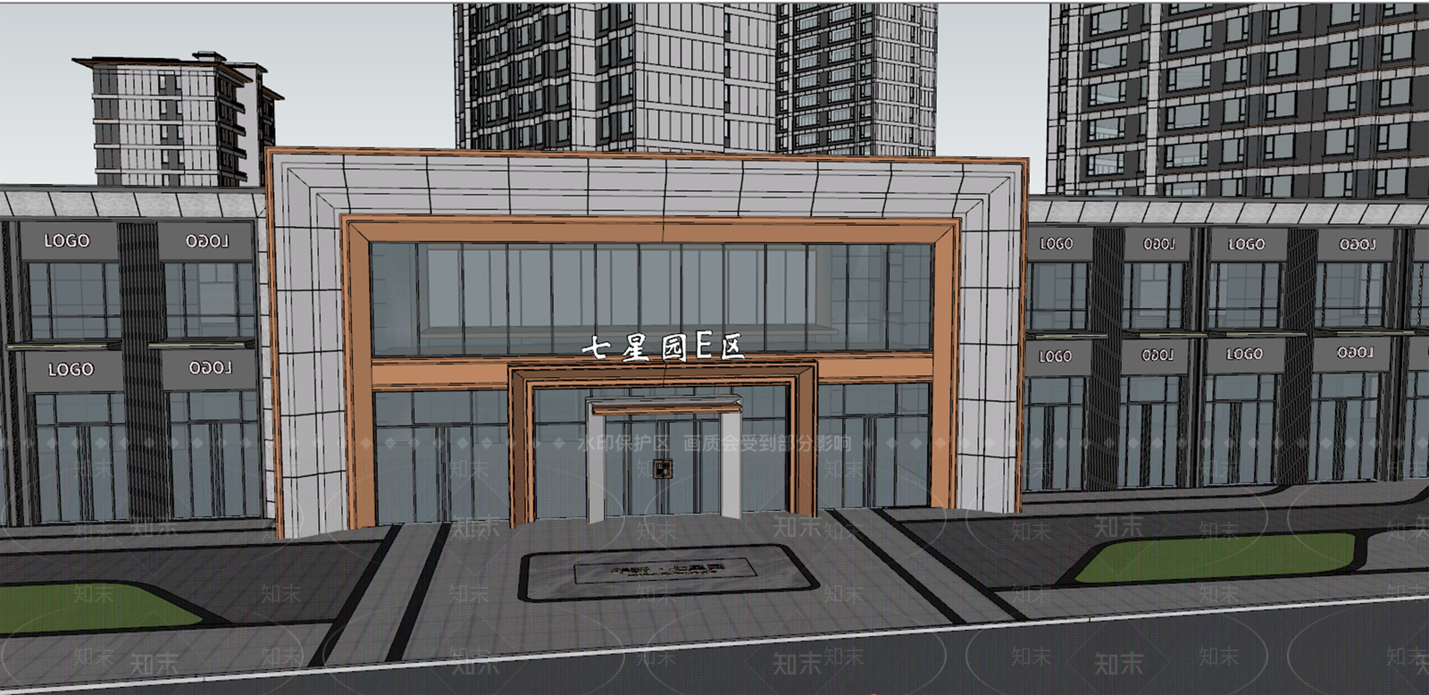 现代小区景观SU模型下载【ID:1202205459】