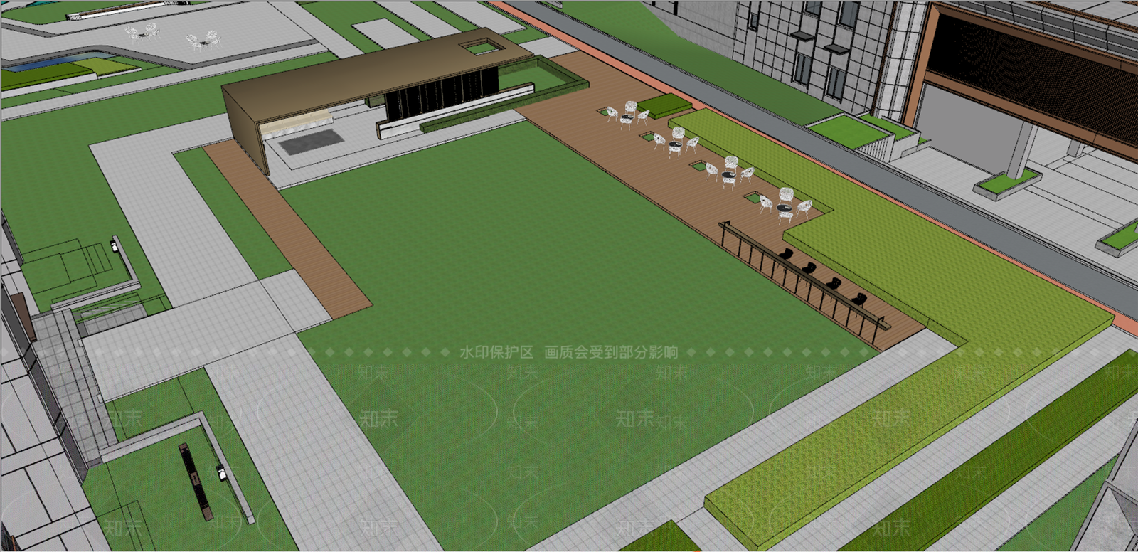 现代小区景观SU模型下载【ID:1202376961】
