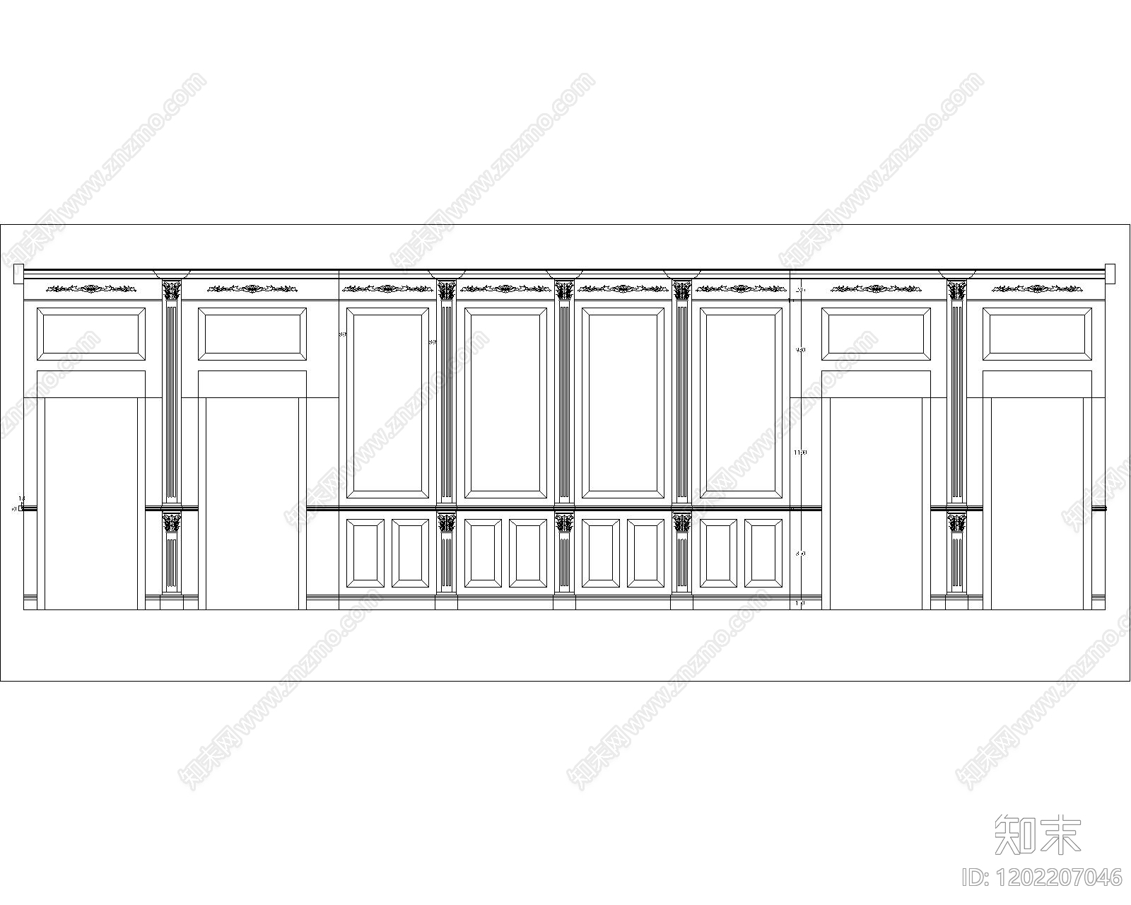 欧式背景墙施工图下载【ID:1202207046】