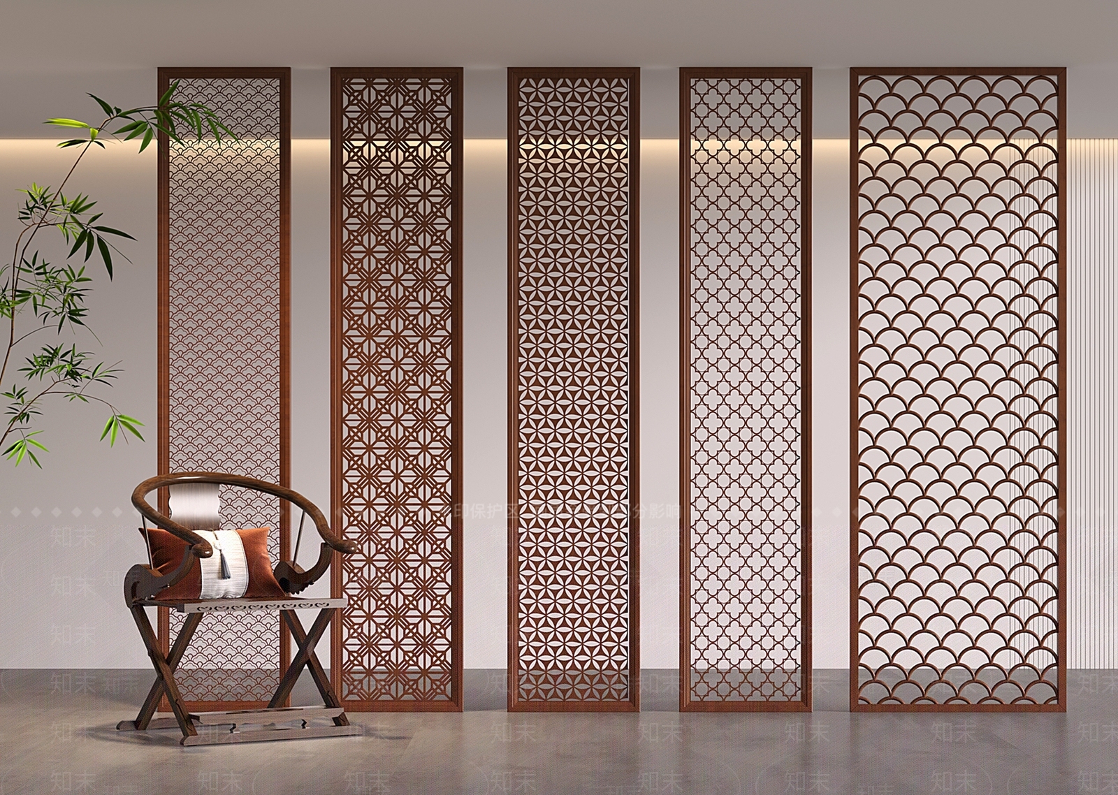 新中式中式隔断3D模型下载【ID:1202207957】