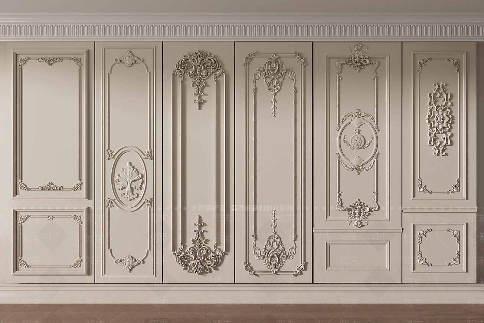 法式复古护墙板SU模型下载【ID:1202208009】