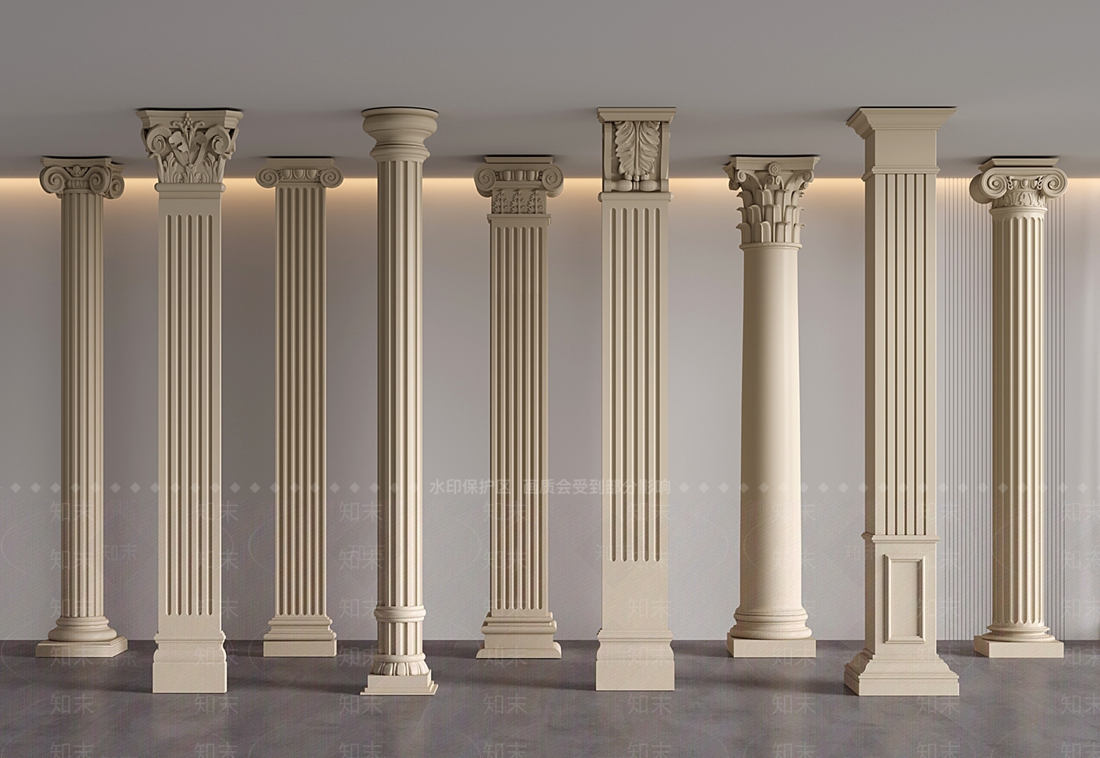 法式简欧柱子SU模型下载【ID:1202208460】