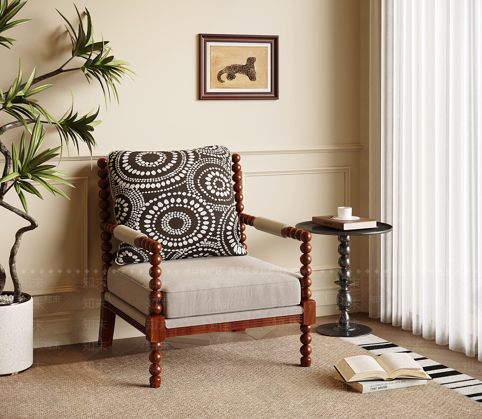 中古复古单人沙发3D模型下载【ID:1202208970】