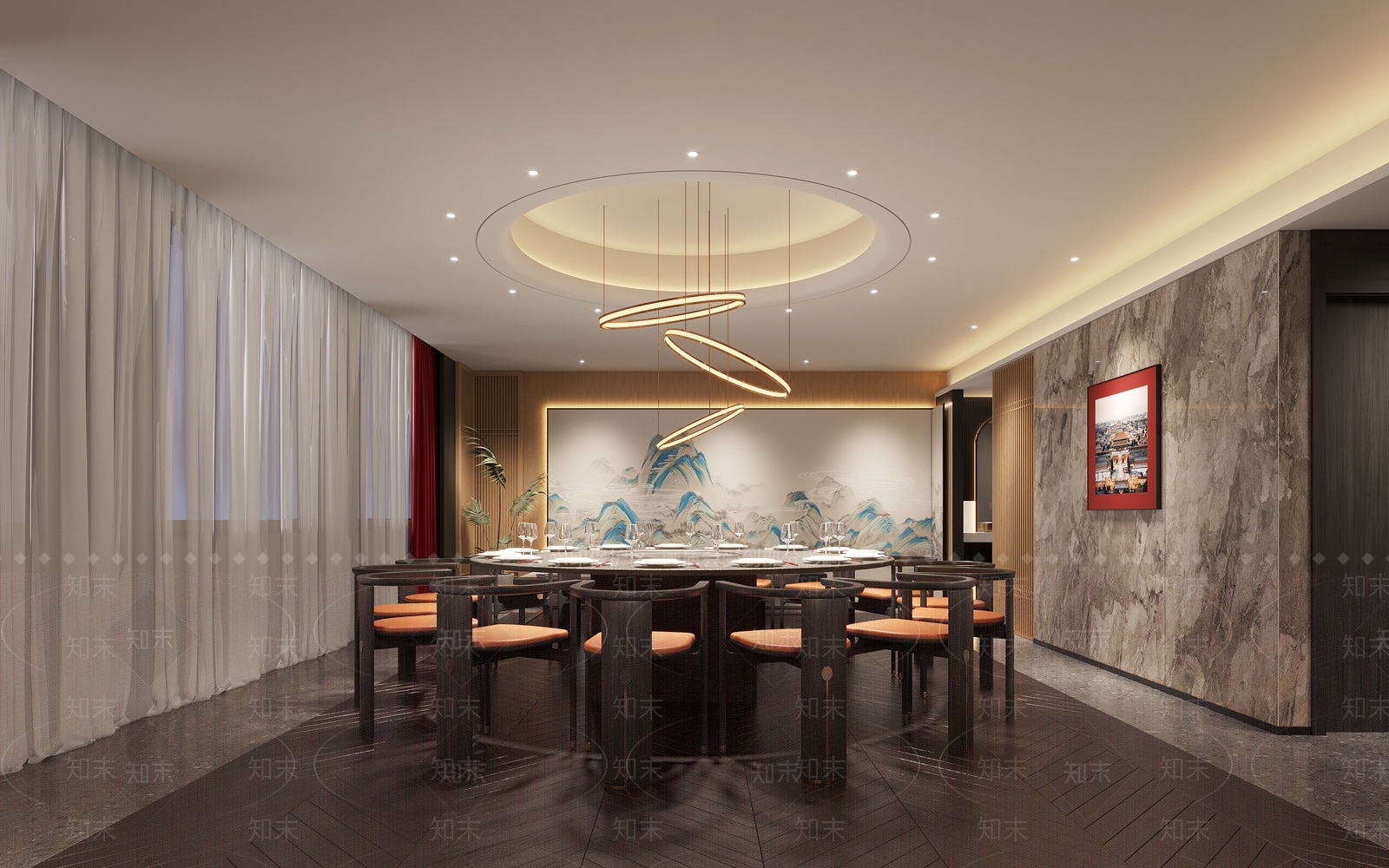现代新中式包厢3D模型下载【ID:1202209127】