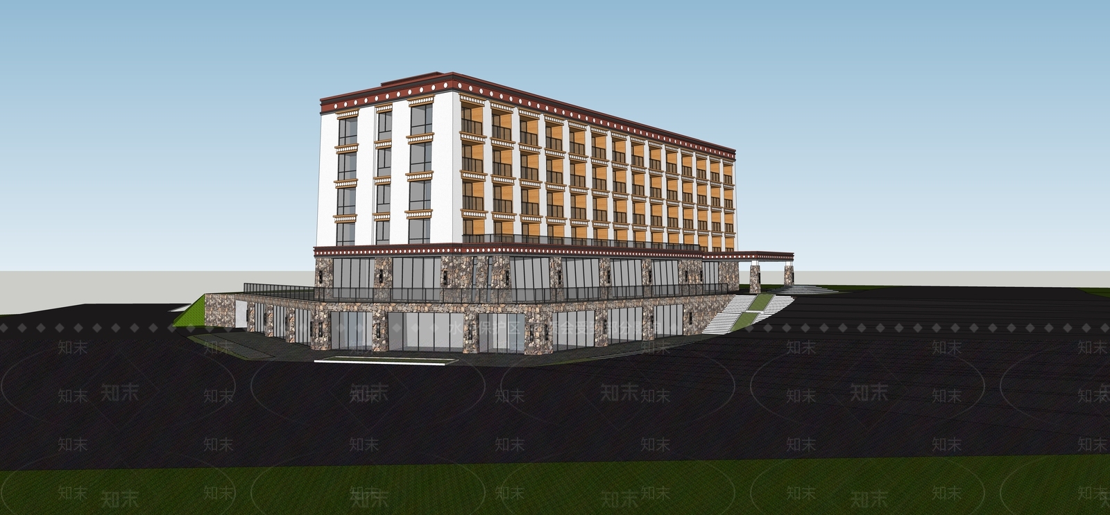 现代轻奢风格建筑SU模型下载【ID:1202209692】