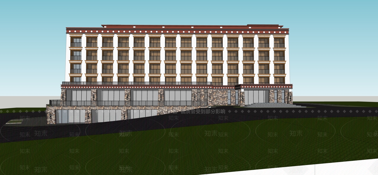 现代轻奢风格建筑SU模型下载【ID:1202209692】