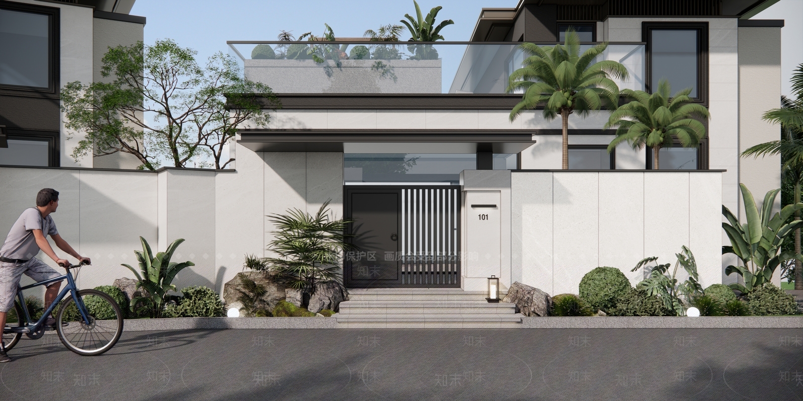 现代简约独栋别墅SU模型下载【ID:1202211181】