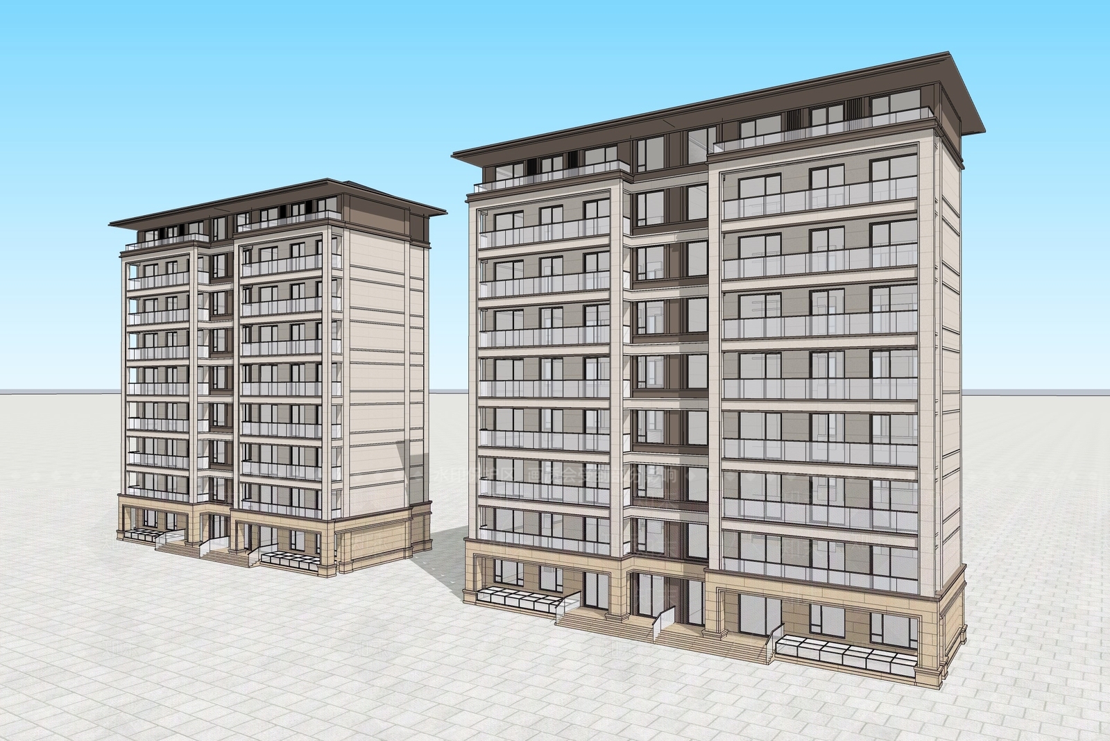 新中式多层住宅SU模型下载【ID:1202213858】