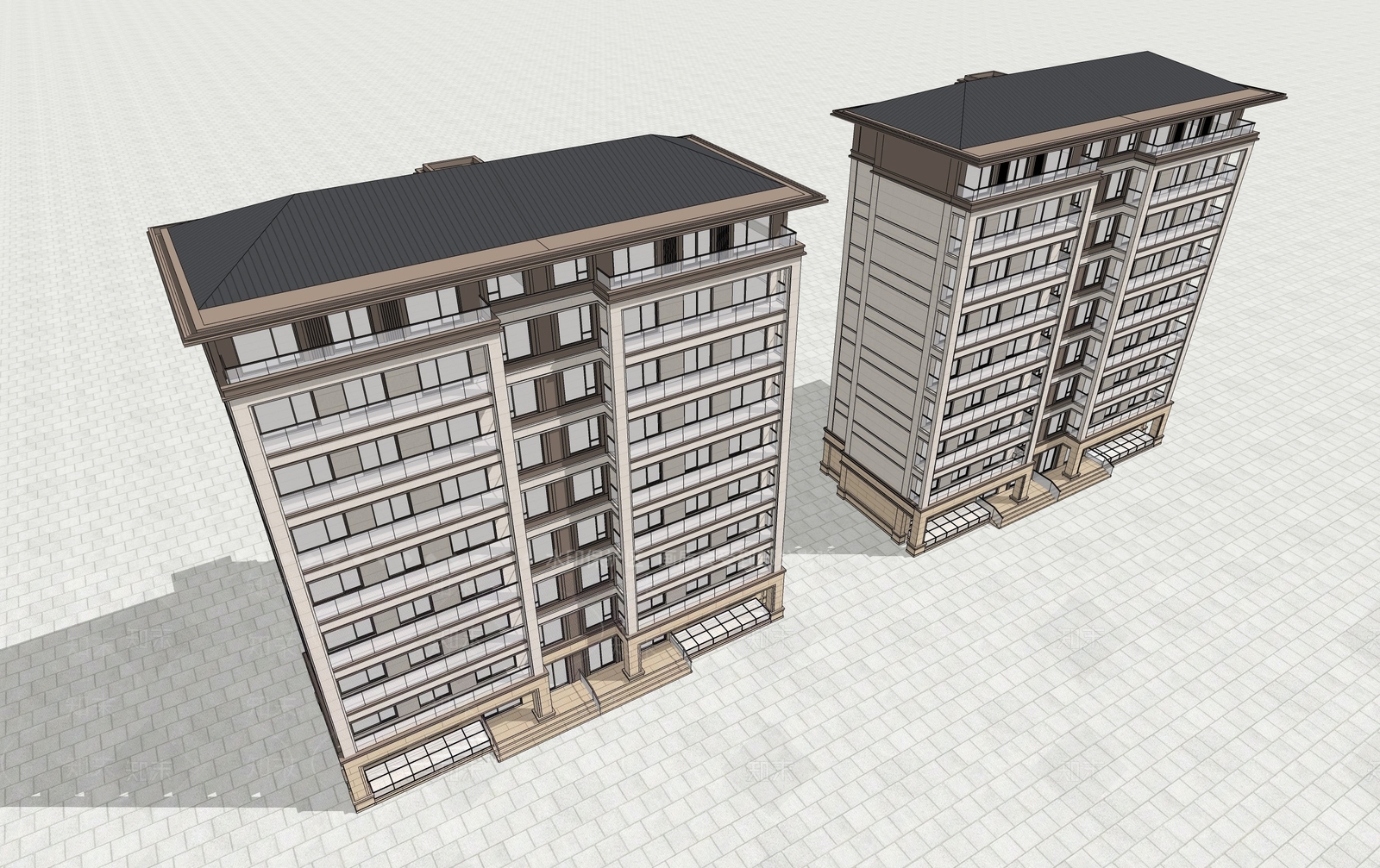 新中式多层住宅SU模型下载【ID:1202213858】