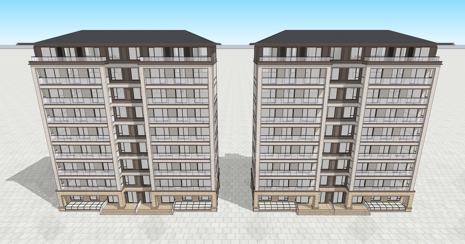 新中式多层住宅SU模型下载【ID:1202213858】
