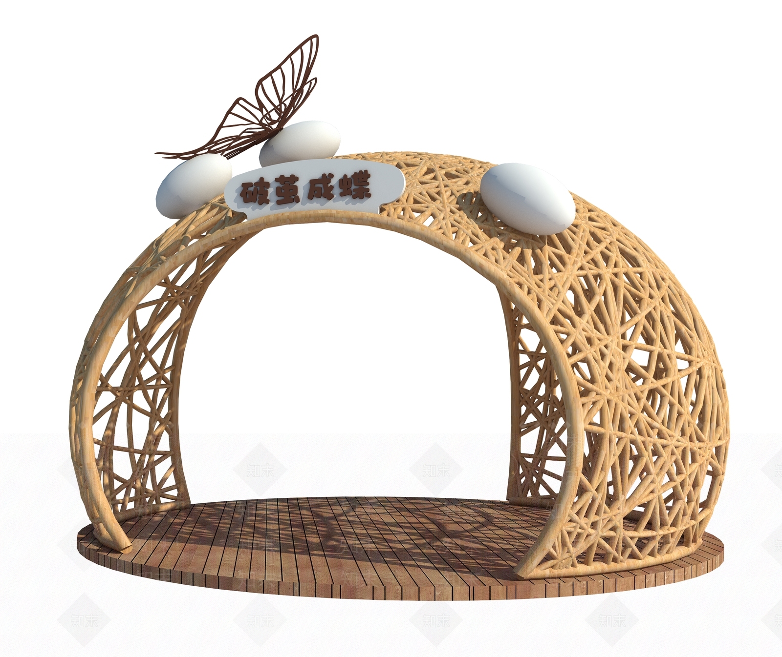 现代廊架SU模型下载【ID:1202215498】