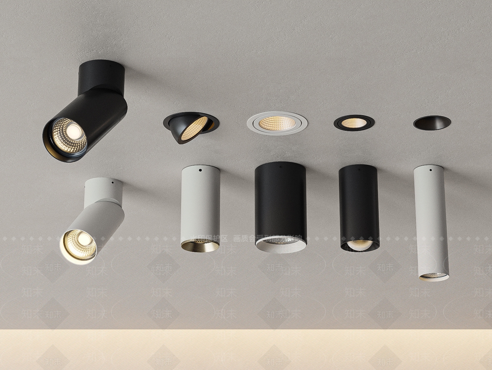 现代筒灯射灯SU模型下载【ID:1202217790】