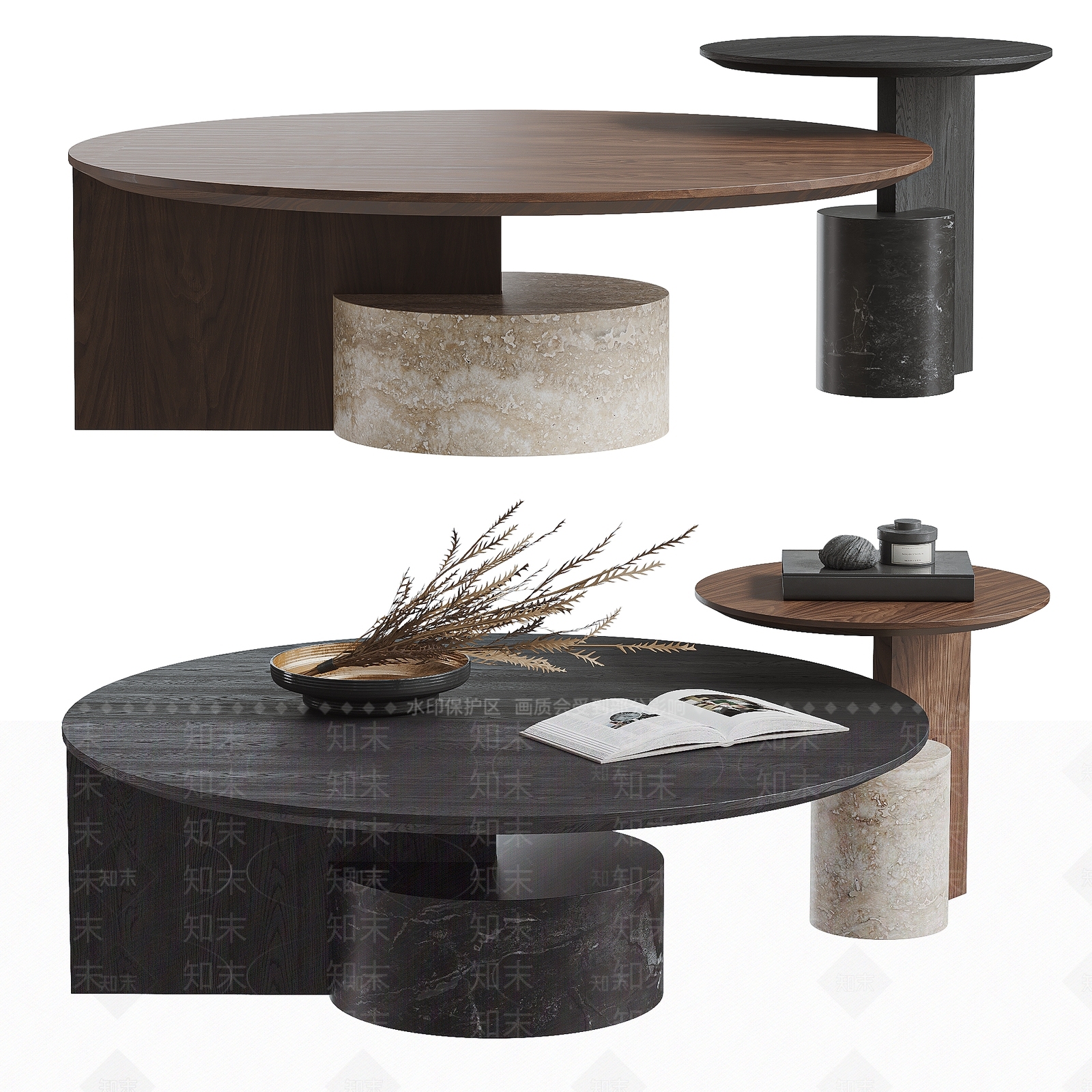 现代中古茶几SU模型下载【ID:1202218009】