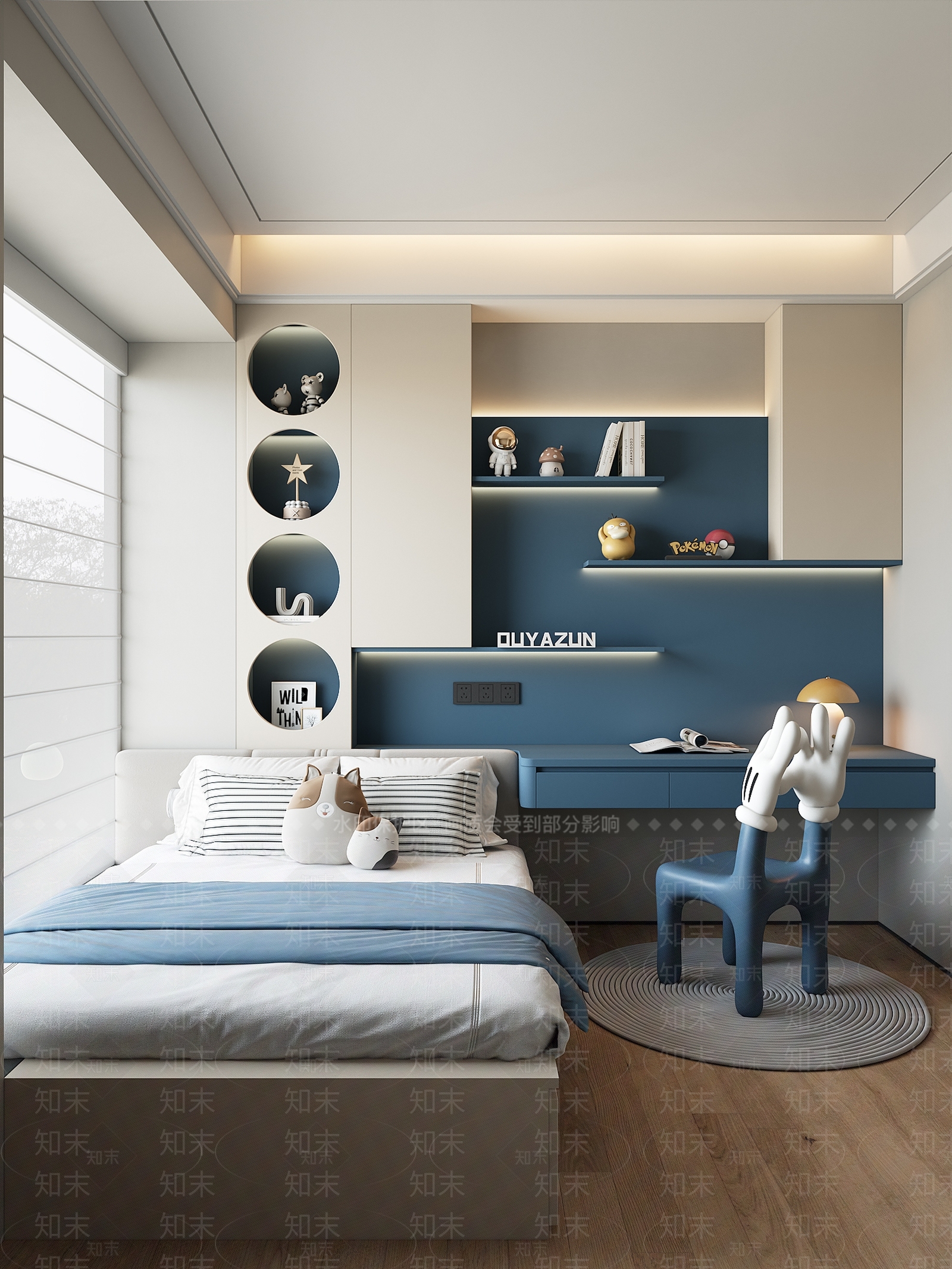 现代极简通用儿童房3D模型下载【ID:1202218271】