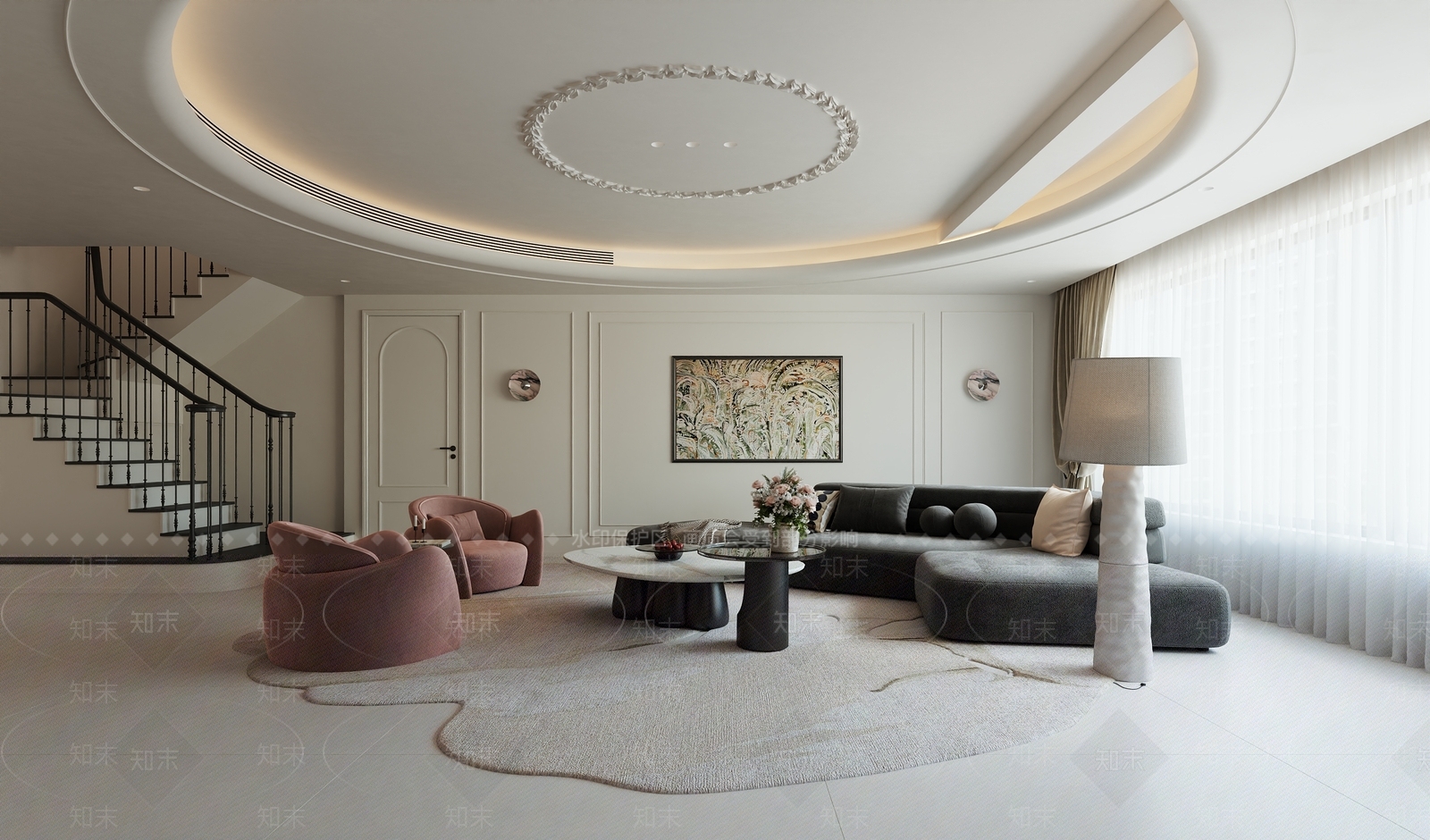 法式侘寂客餐厅3D模型下载【ID:1202218728】