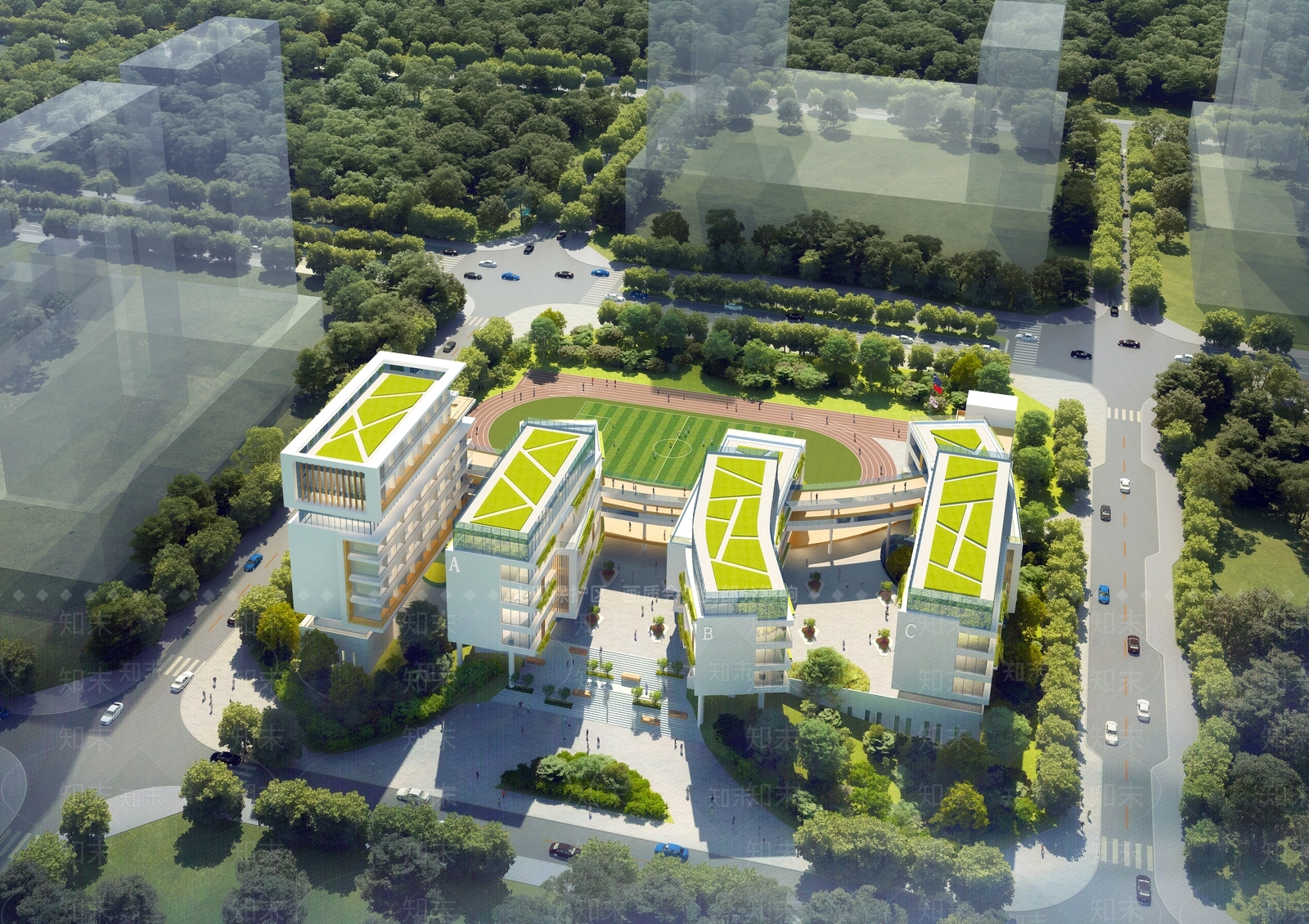 现代学校建筑SU模型下载【ID:1202220868】