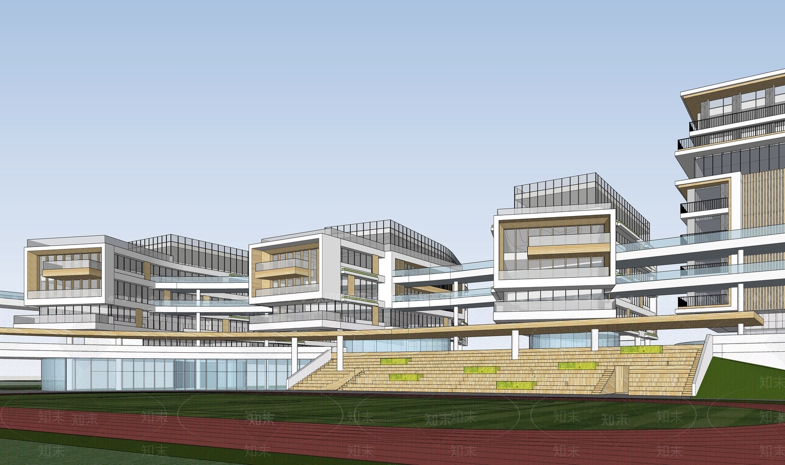现代学校建筑SU模型下载【ID:1202220868】
