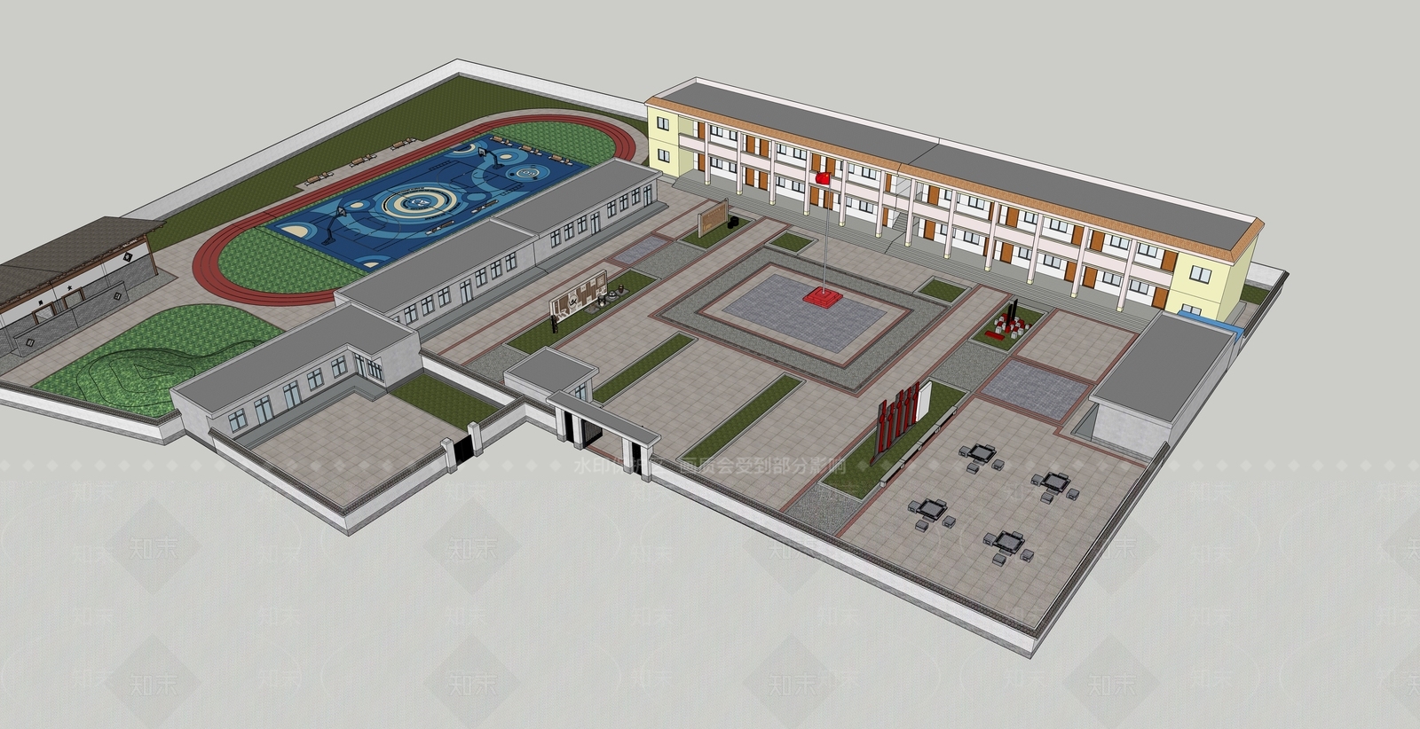 现代极简学校建筑SU模型下载【ID:1202221403】