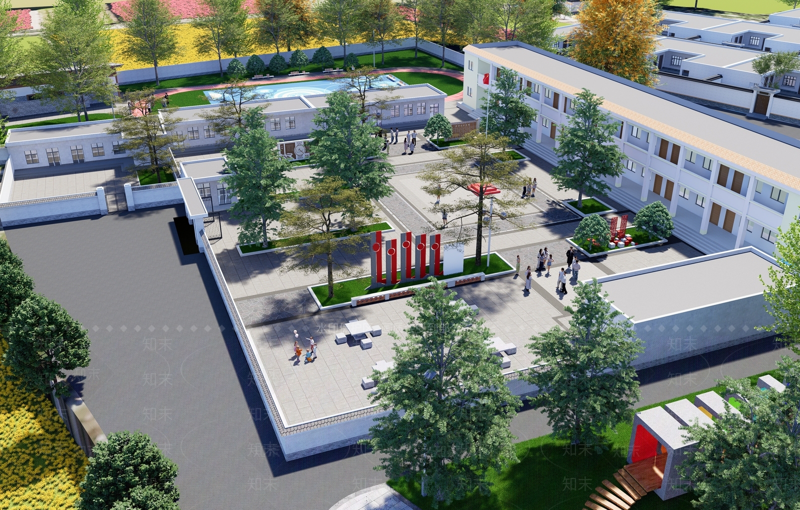 现代极简学校建筑SU模型下载【ID:1202221403】