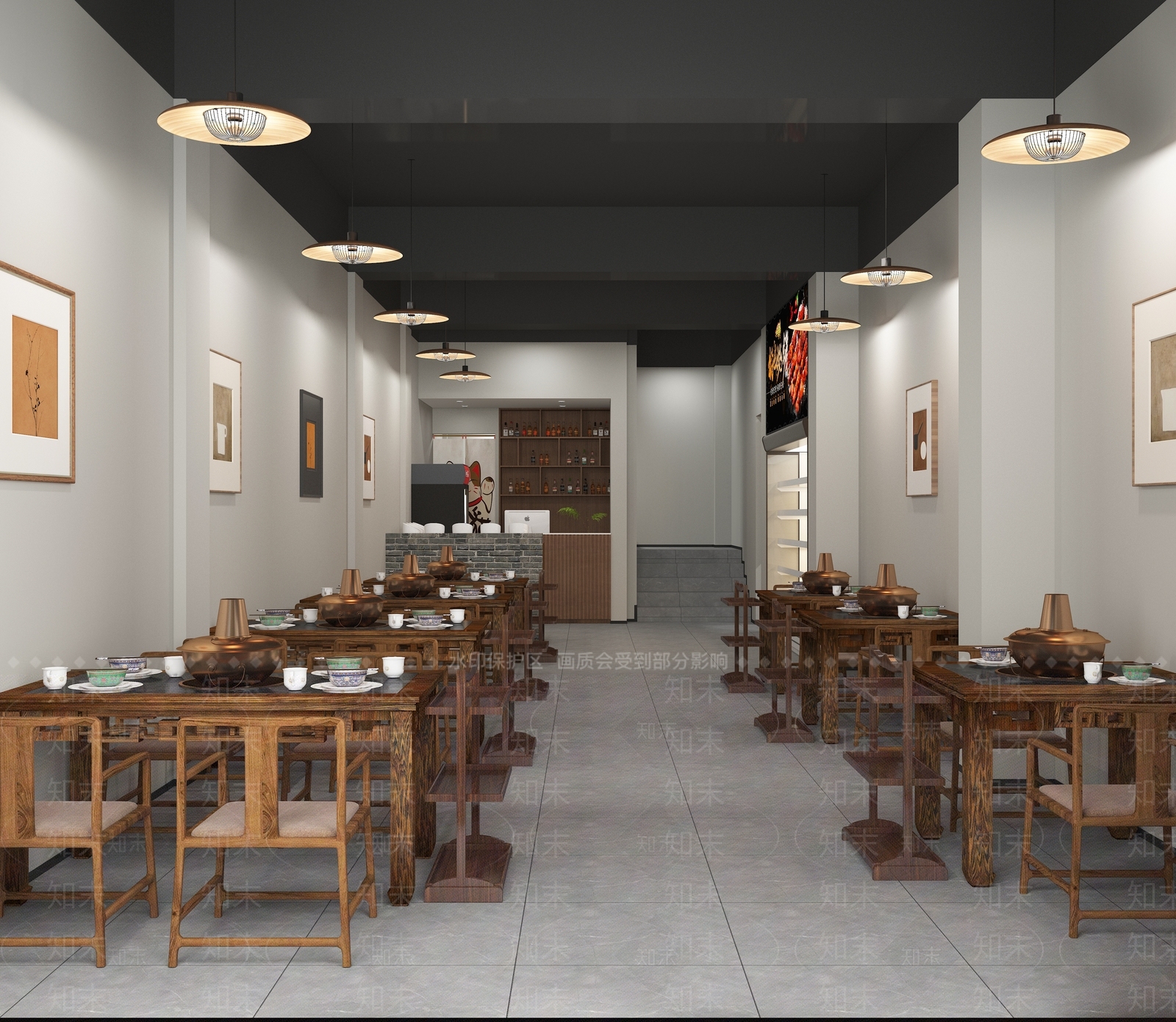 新中式中式火锅店3D模型下载【ID:1202222438】