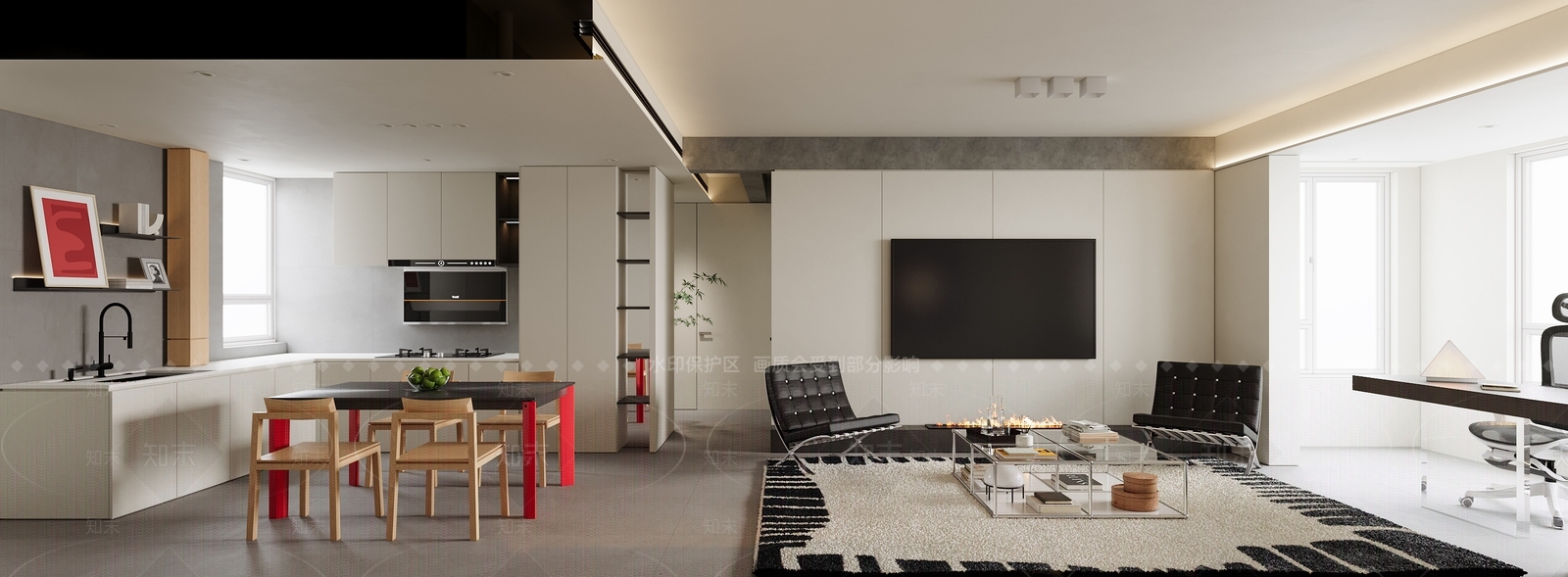 现代简约家居客厅3D模型下载【ID:1202224399】