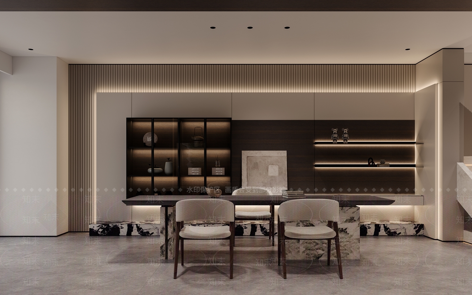 现代开放式书房3D模型下载【ID:1203924361】