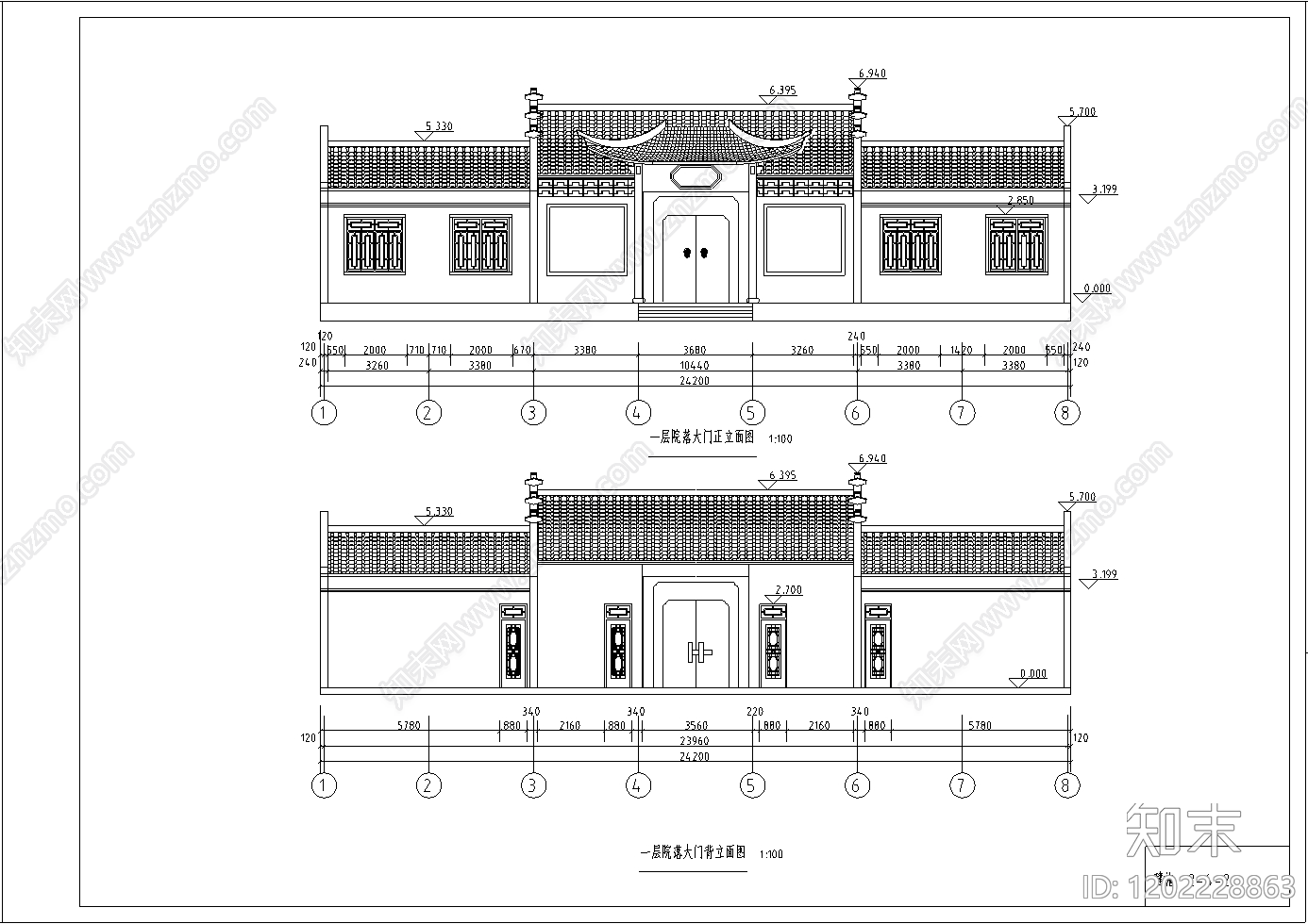 新中式中式四合院施工图下载【ID:1202228863】