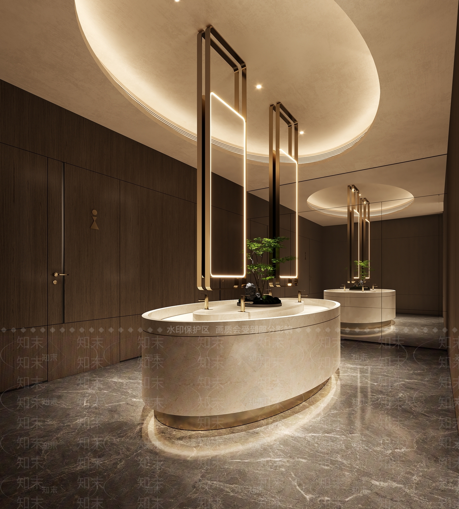 现代轻奢公共卫生间3D模型下载【ID:1202231107】