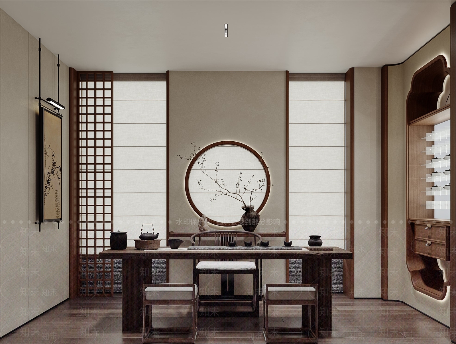 禅意新中式茶室3D模型下载【ID:1202234068】