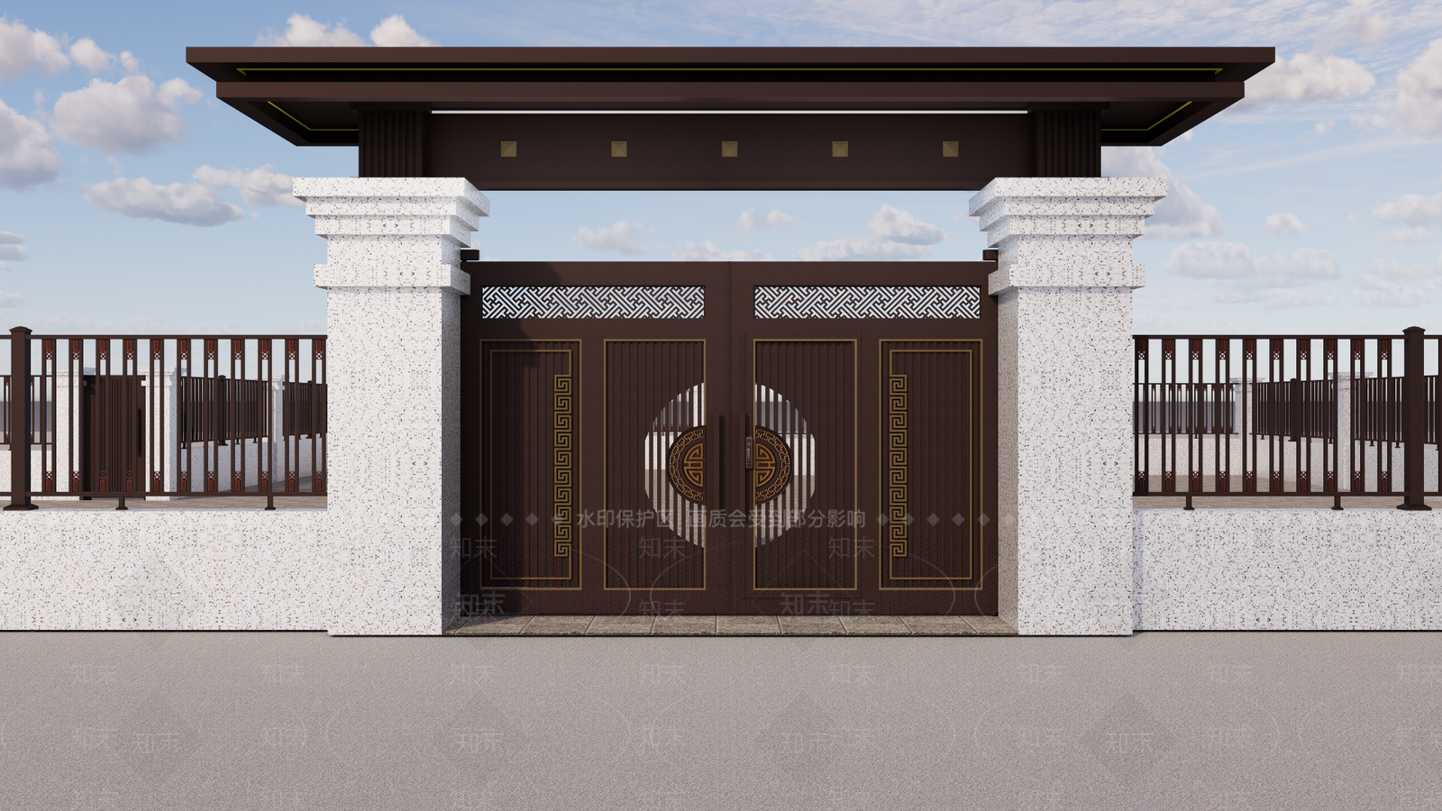 新中式现代庭院门SU模型下载【ID:1203743865】