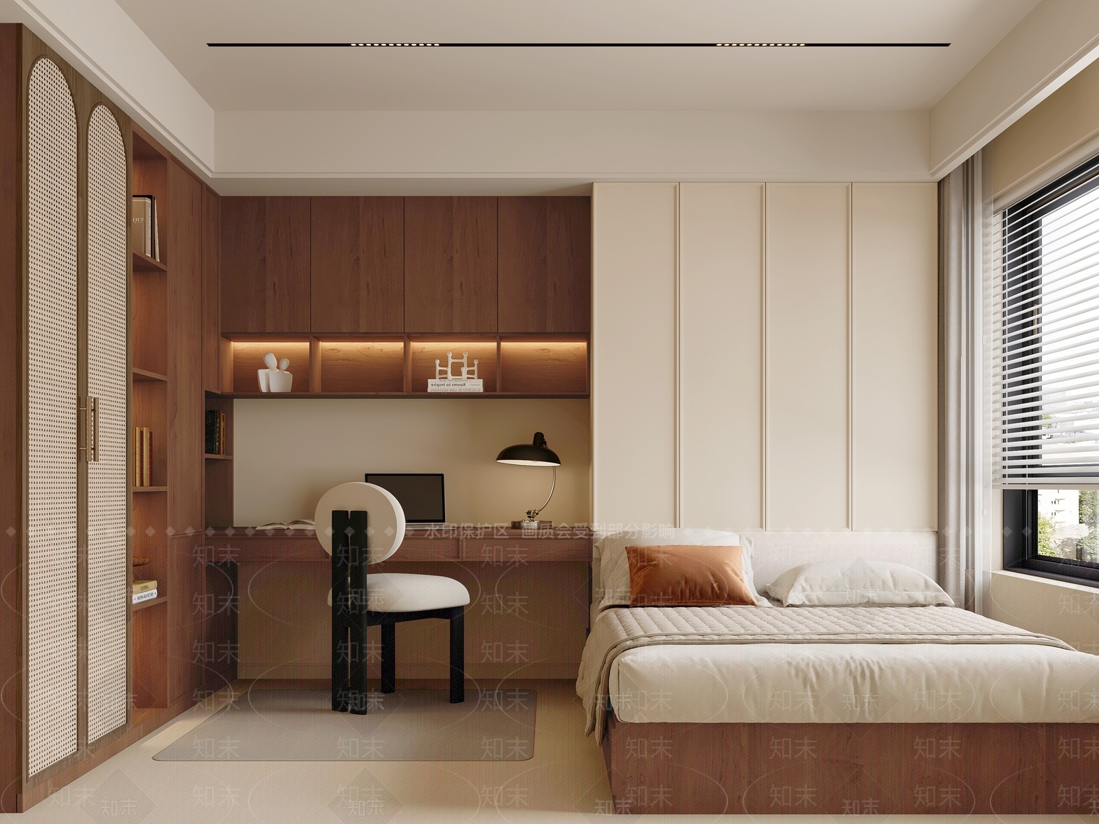 中古奶油榻榻米卧室3D模型下载【ID:1202235542】