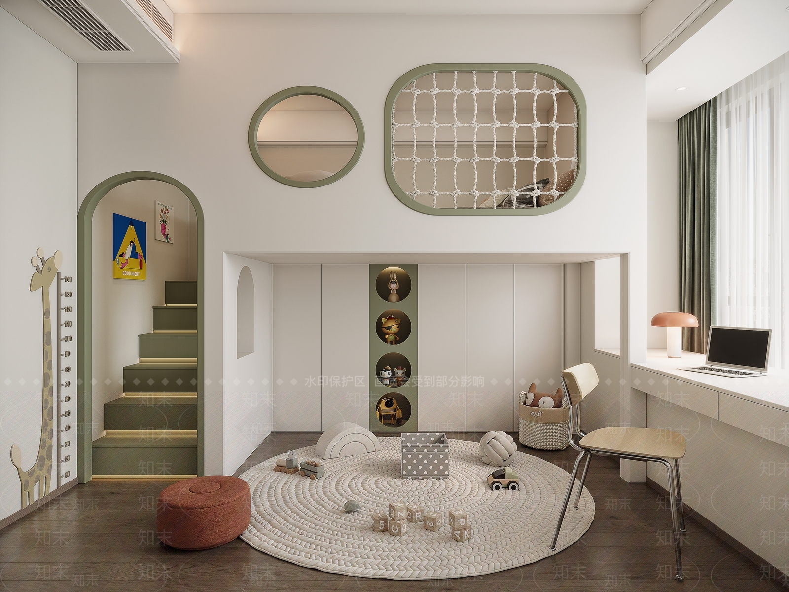 现代奶油通用儿童房3D模型下载【ID:1202241318】