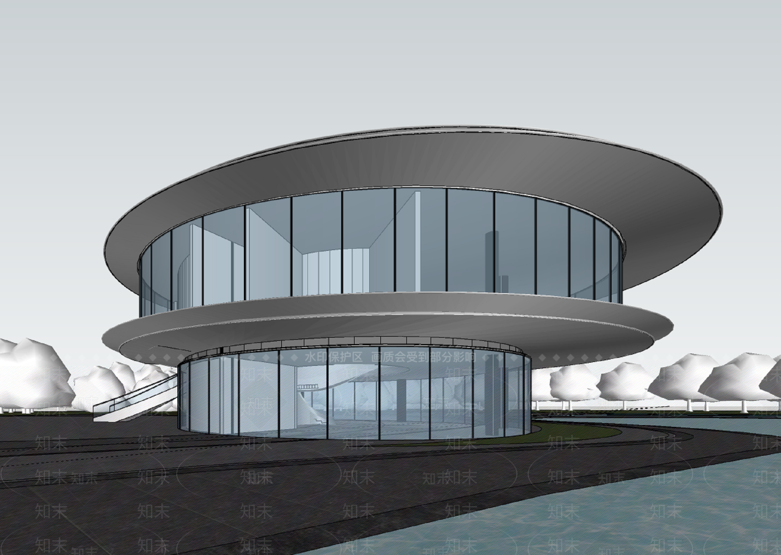 现代展览馆建筑SU模型下载【ID:1202242854】