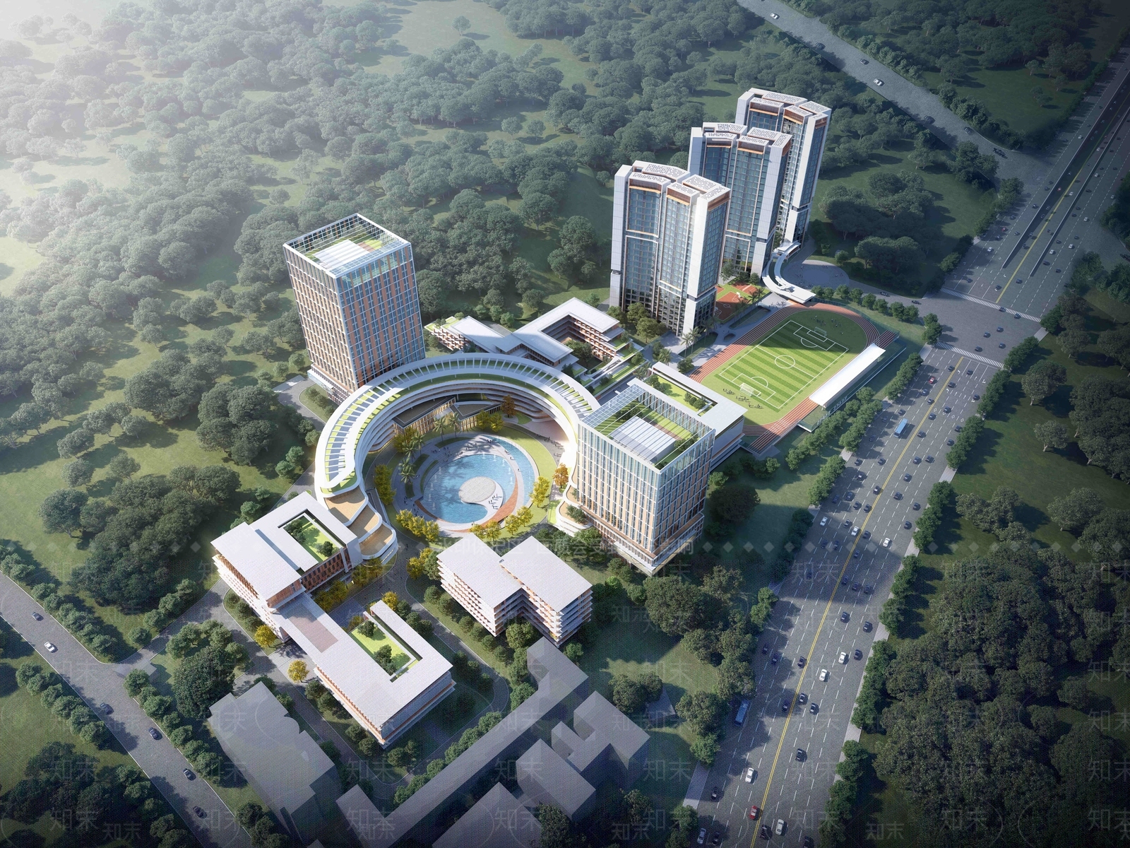 现代新中式大学教学楼SU模型下载【ID:1202246727】