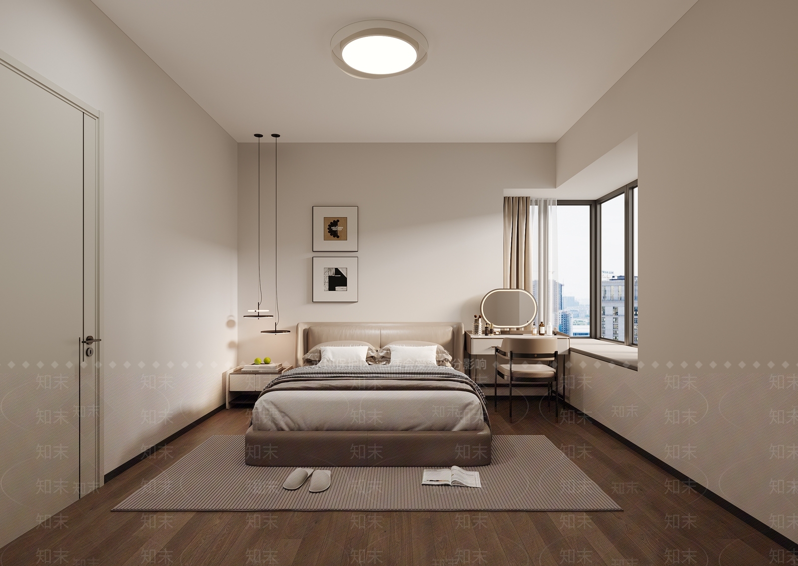 皮质双人床双人床3D模型下载【ID:1227437413】
