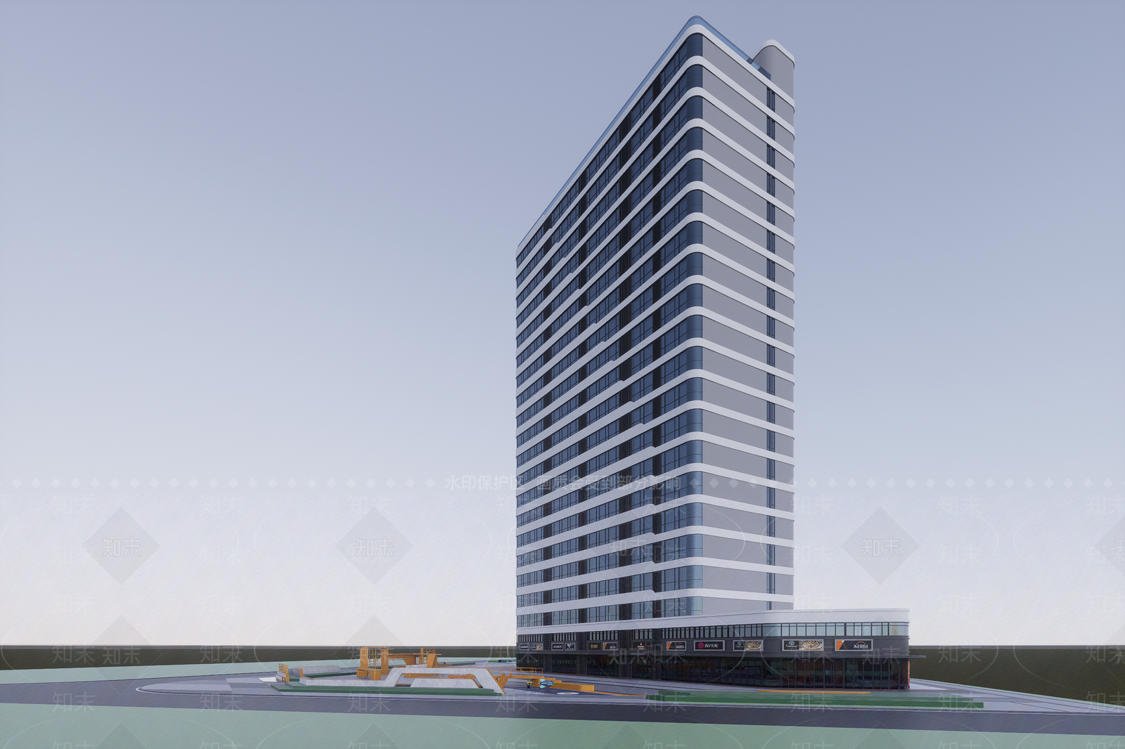 现代酒店建筑SU模型下载【ID:1202251876】