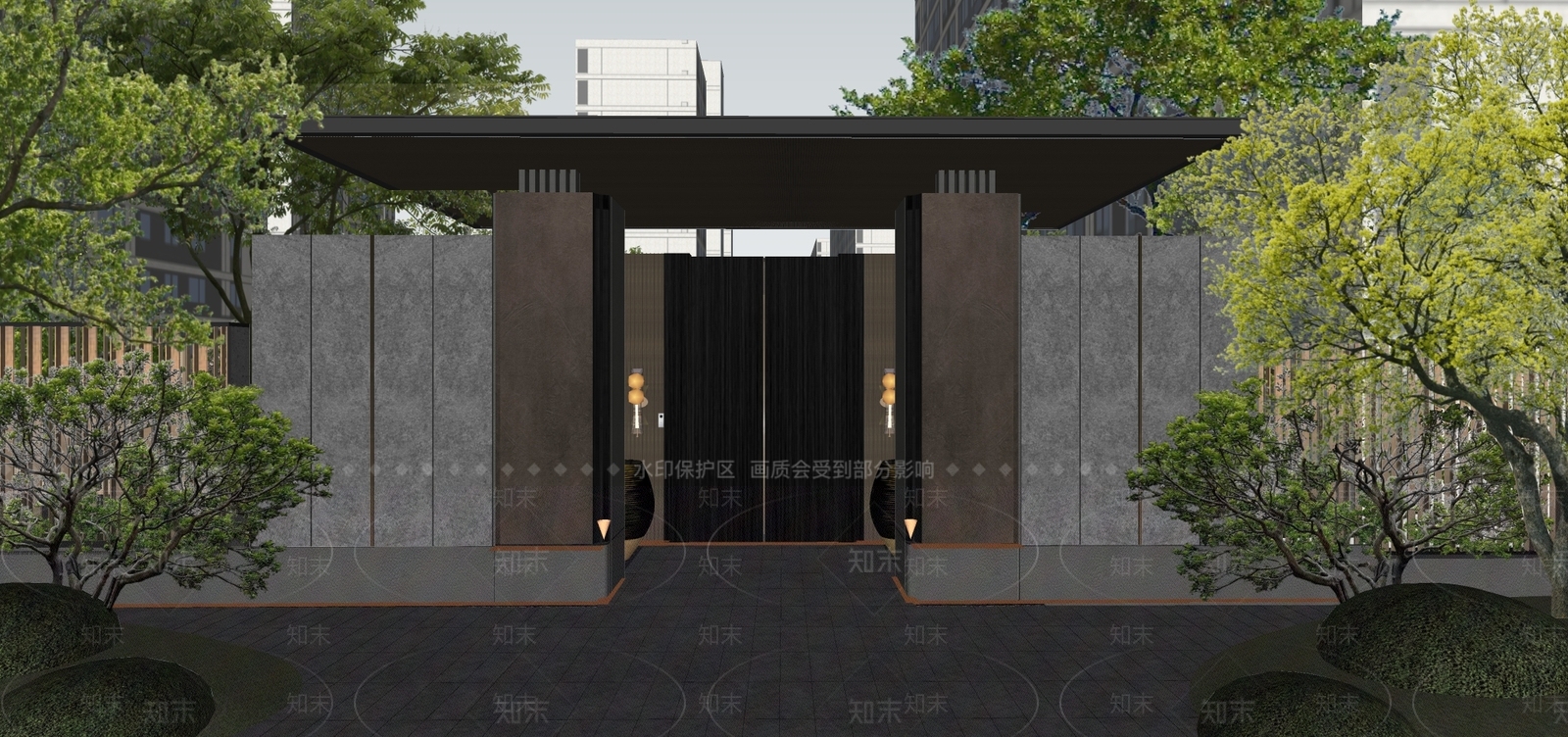 现代小区景观SU模型下载【ID:1202254802】