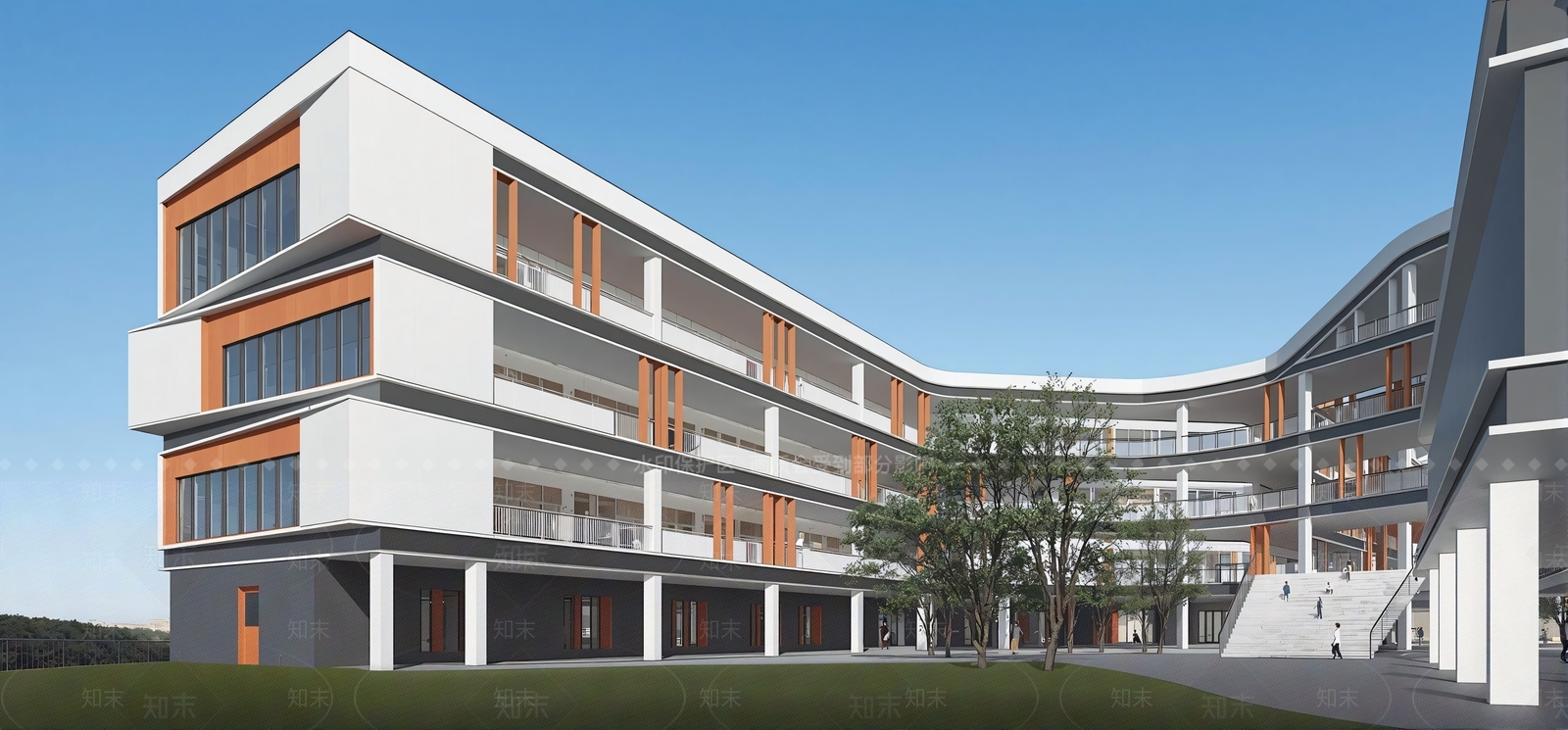 现代学校建筑SU模型下载【ID:1202255747】