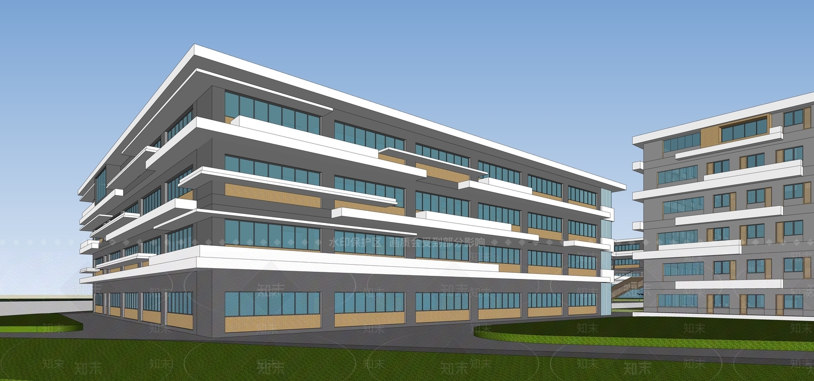 现代学校建筑SU模型下载【ID:1202256559】