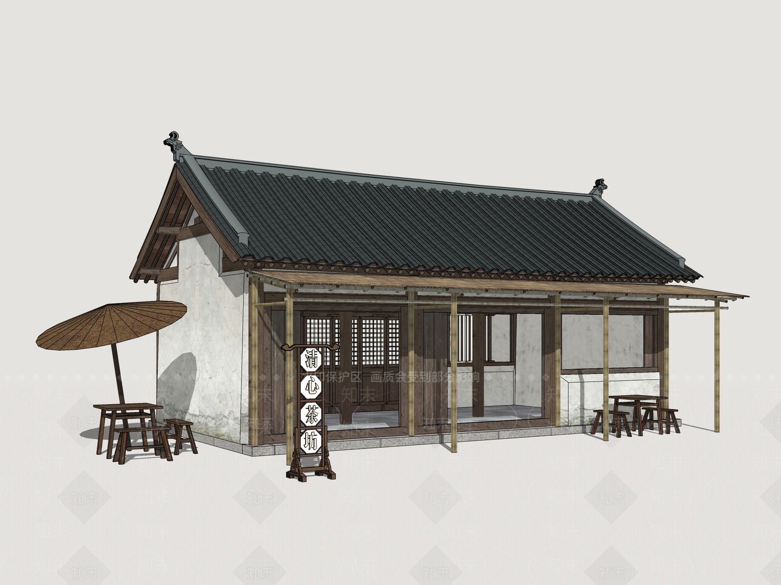 中式新中式乡村民房SU模型下载【ID:1202259396】