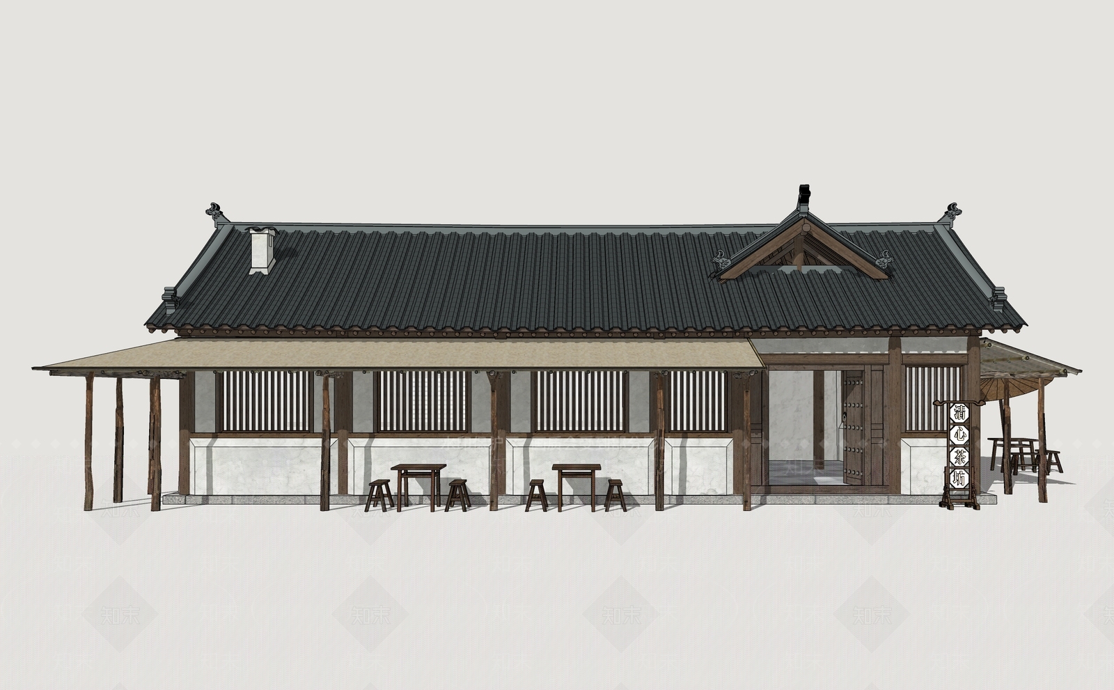 中式新中式乡村民房SU模型下载【ID:1202259347】