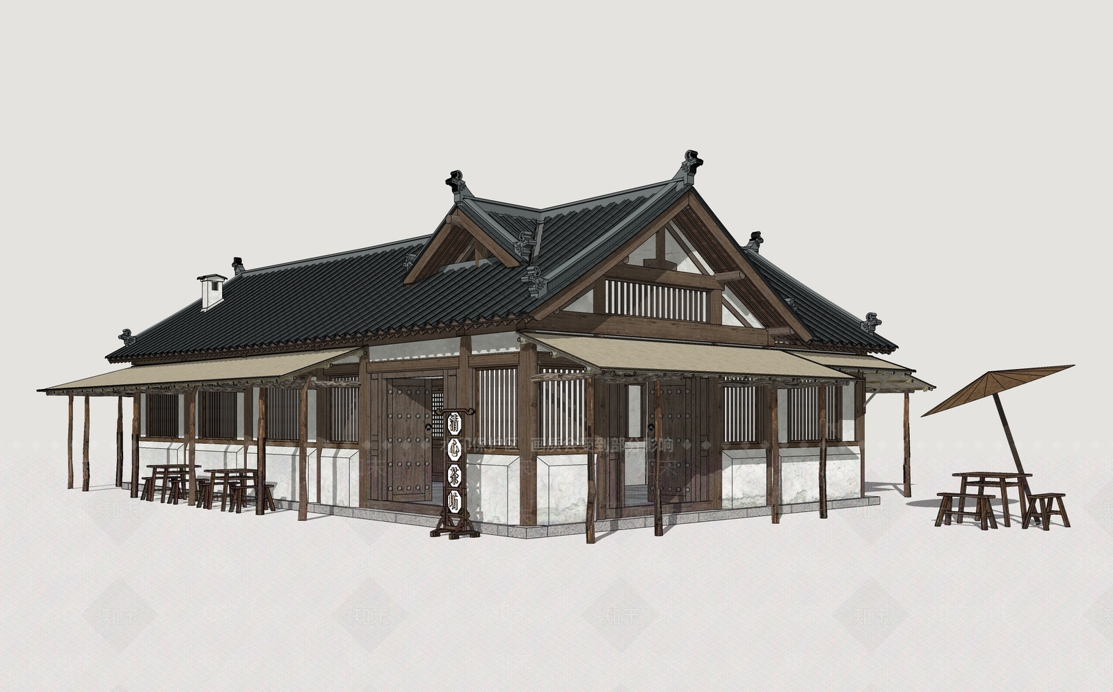 中式新中式乡村民房SU模型下载【ID:1202259347】