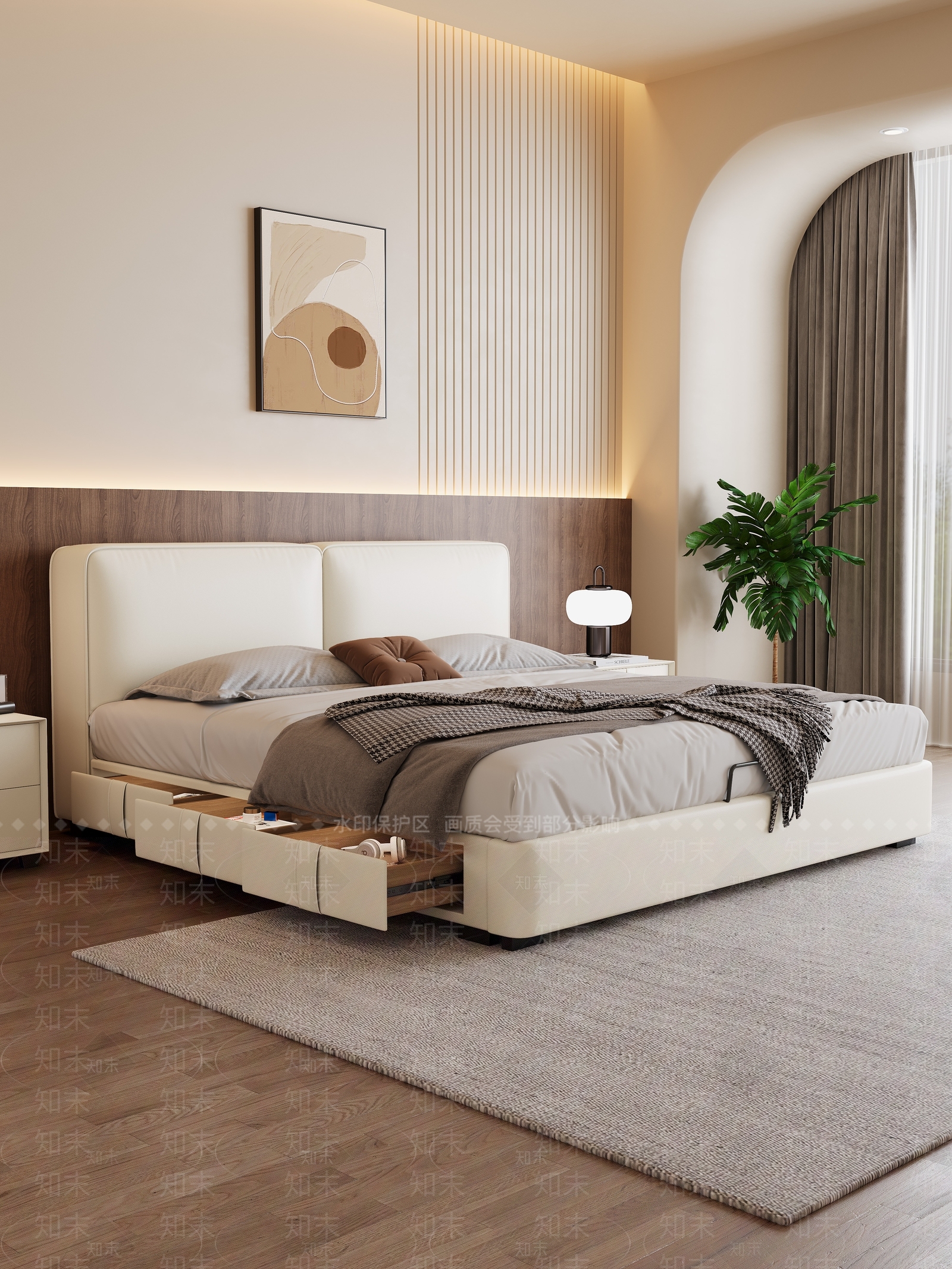 现代法式双人床3D模型下载【ID:1202668478】