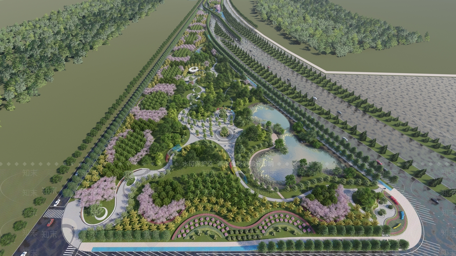 现代景观公园SU模型下载【ID:1202408447】