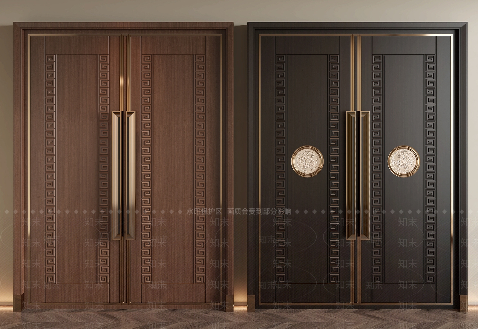新中式双开门3D模型下载【ID:1202268021】