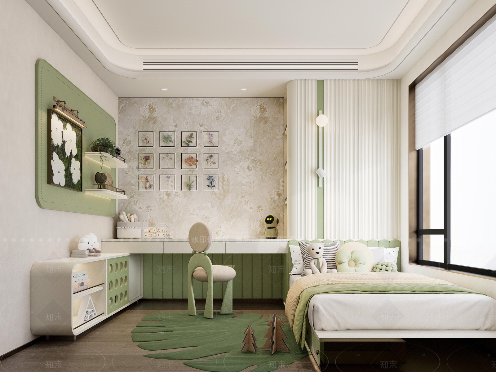 现代简约通用儿童房SU模型下载【ID:1205184545】