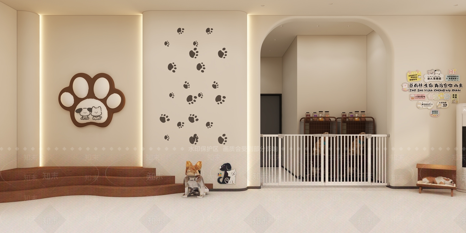 现代奶油宠物店3D模型下载【ID:1202272744】