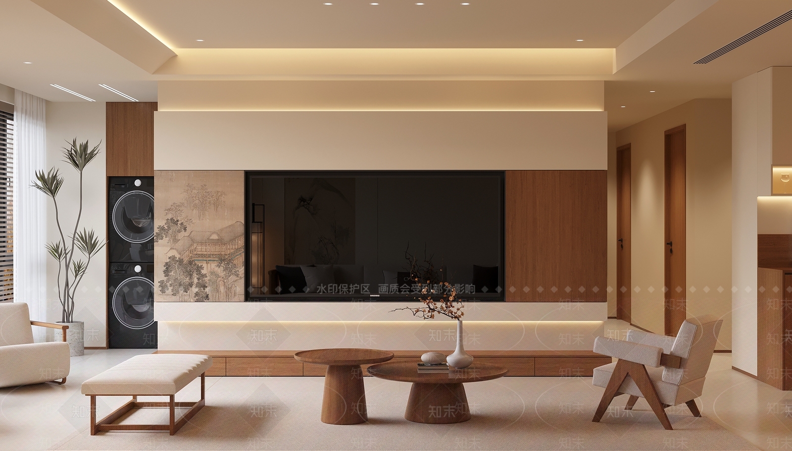 新中式客餐厅3D模型下载【ID:1221472286】