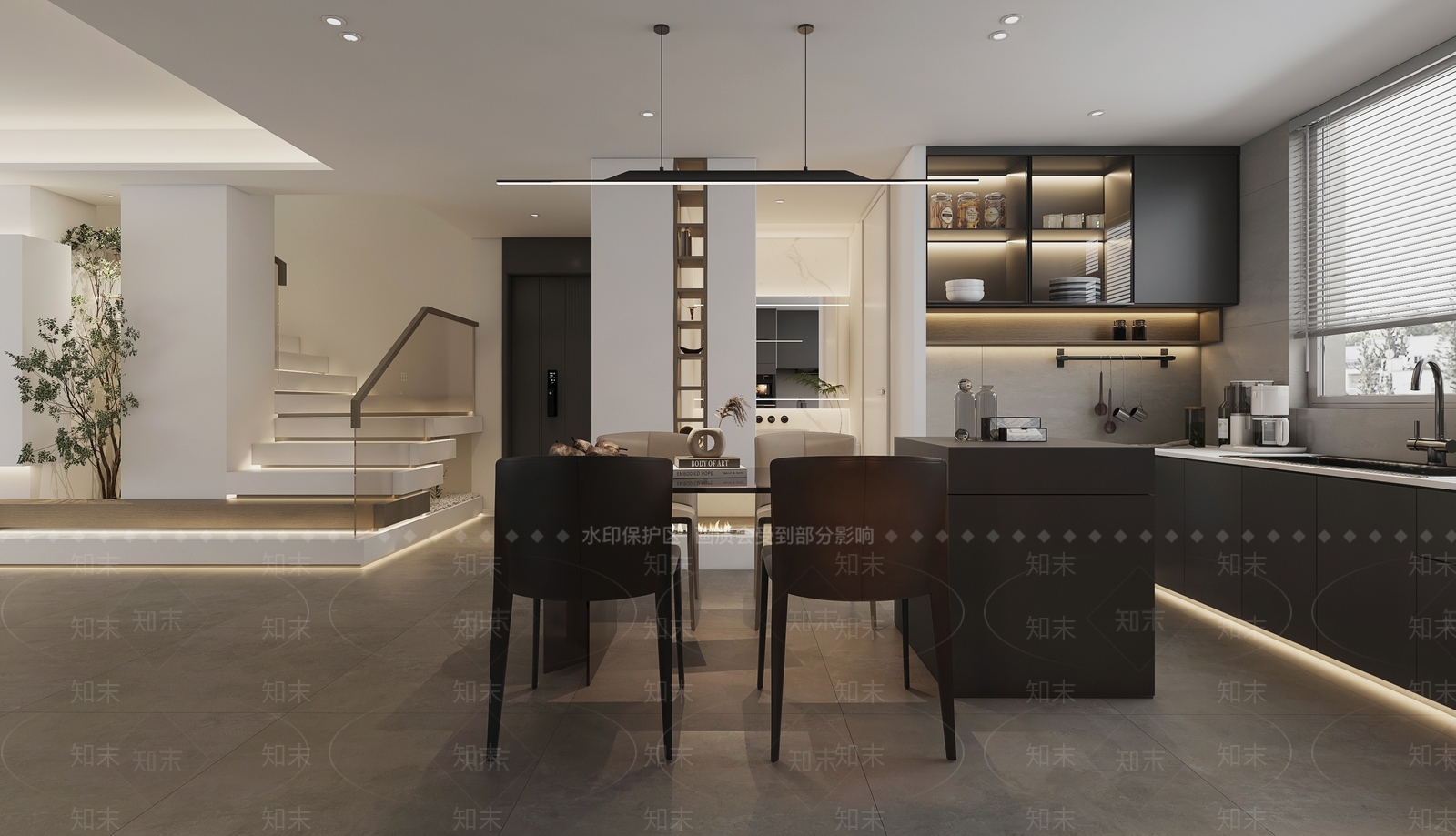 现代意式家居餐厅3D模型下载【ID:1202273401】