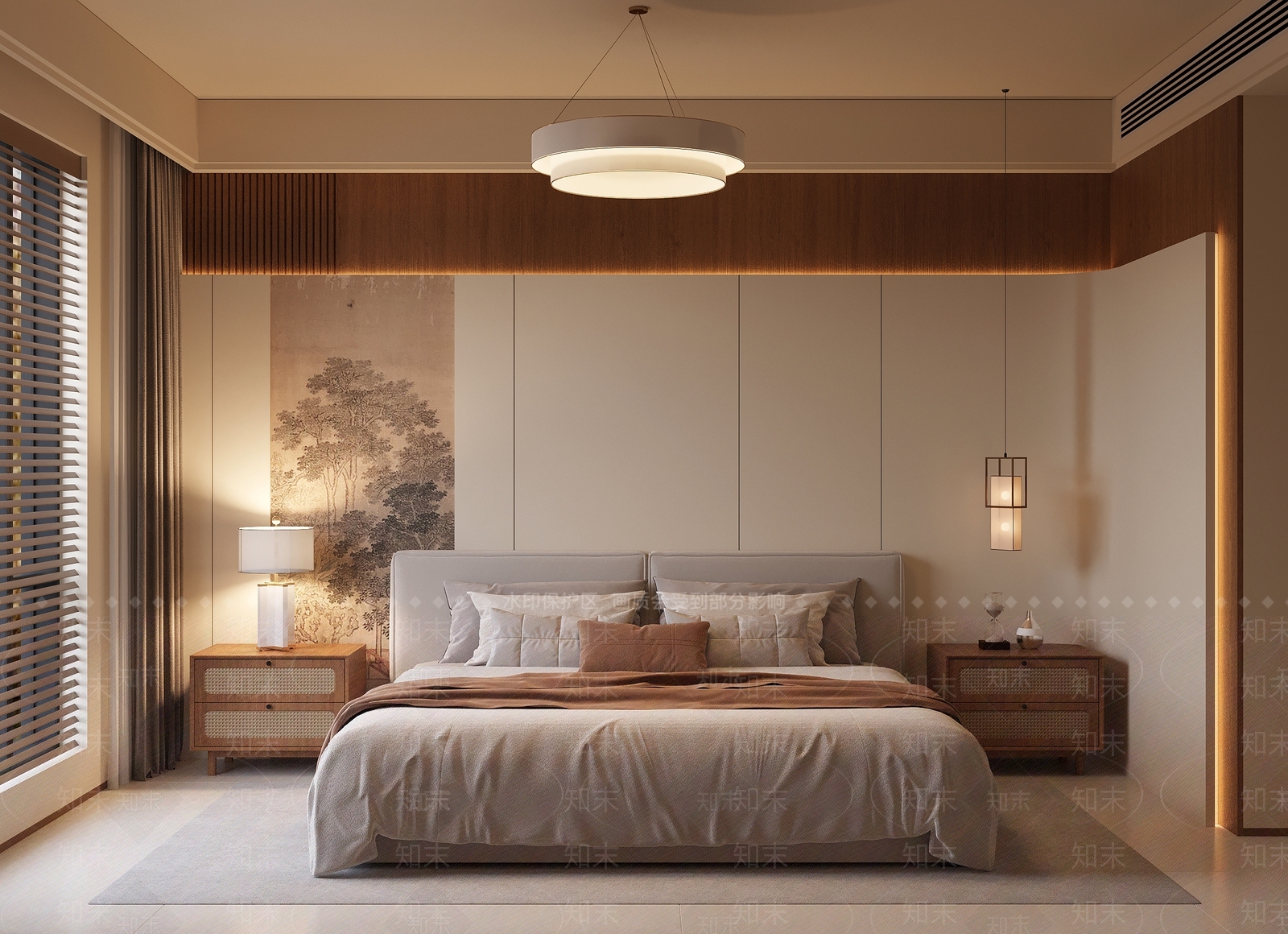 新中式禅意家居卧室3D模型下载【ID:1202273570】